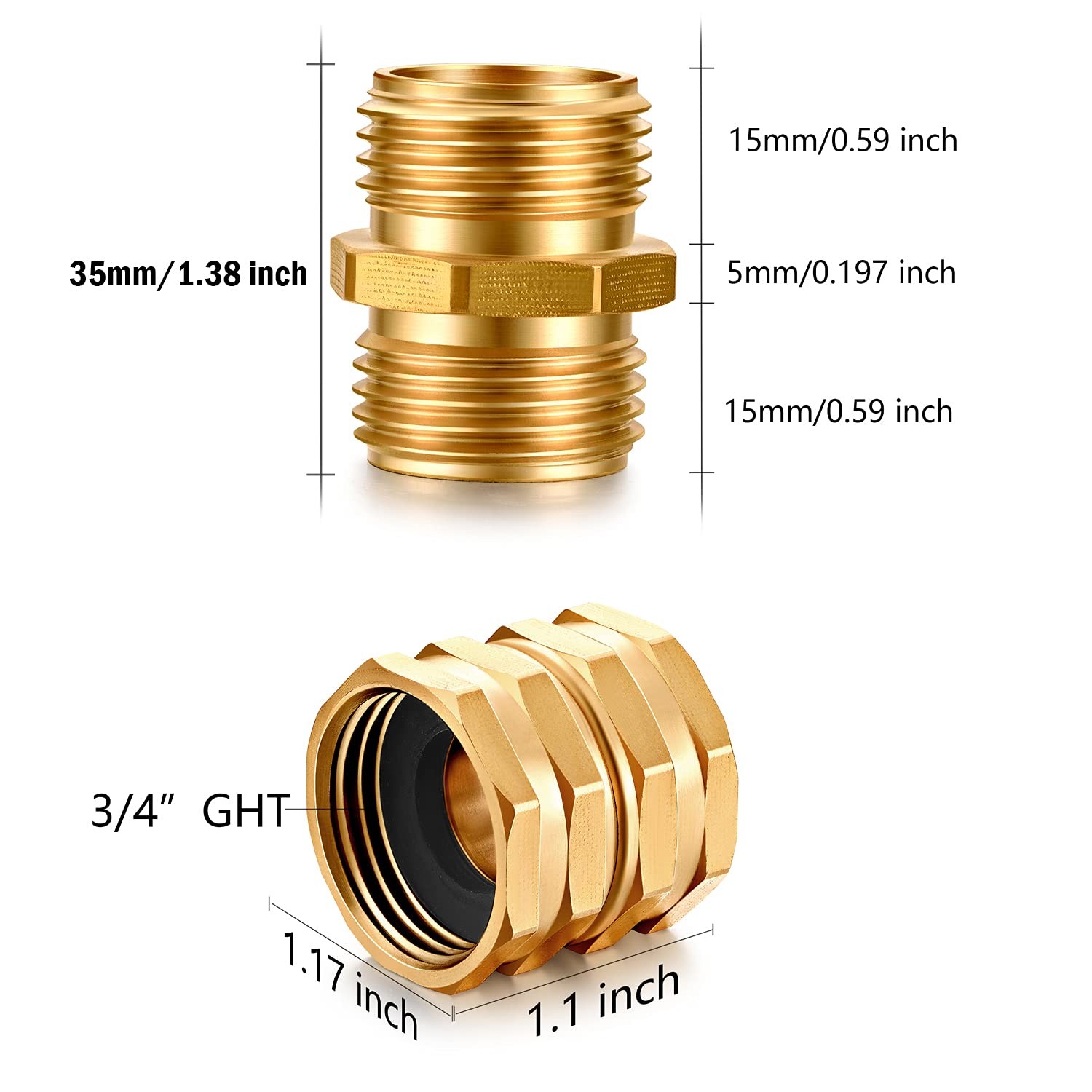 12Piece Hose Fittings 3/4In GHT Brass Double Male Female Adapters Heavy Duty Kit