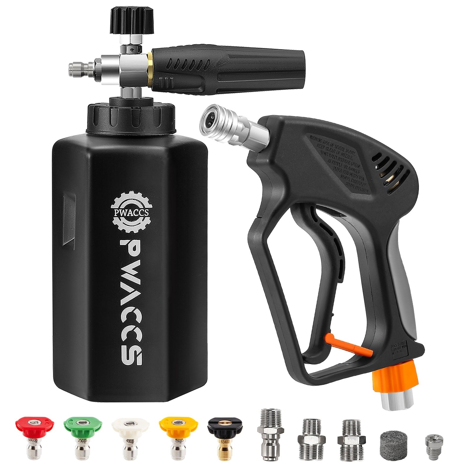 PWACCS Pressure Washer Gun with Foam Cannon, Short Pressure Washer Gun with S…