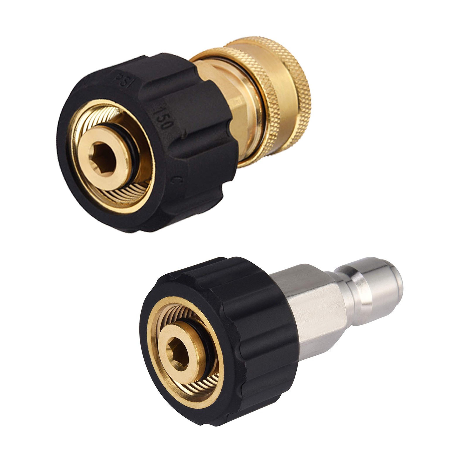 M MINGLE Pressure Washer Hose Adapter Set, M22 to 3/8 Quick Connect, Black