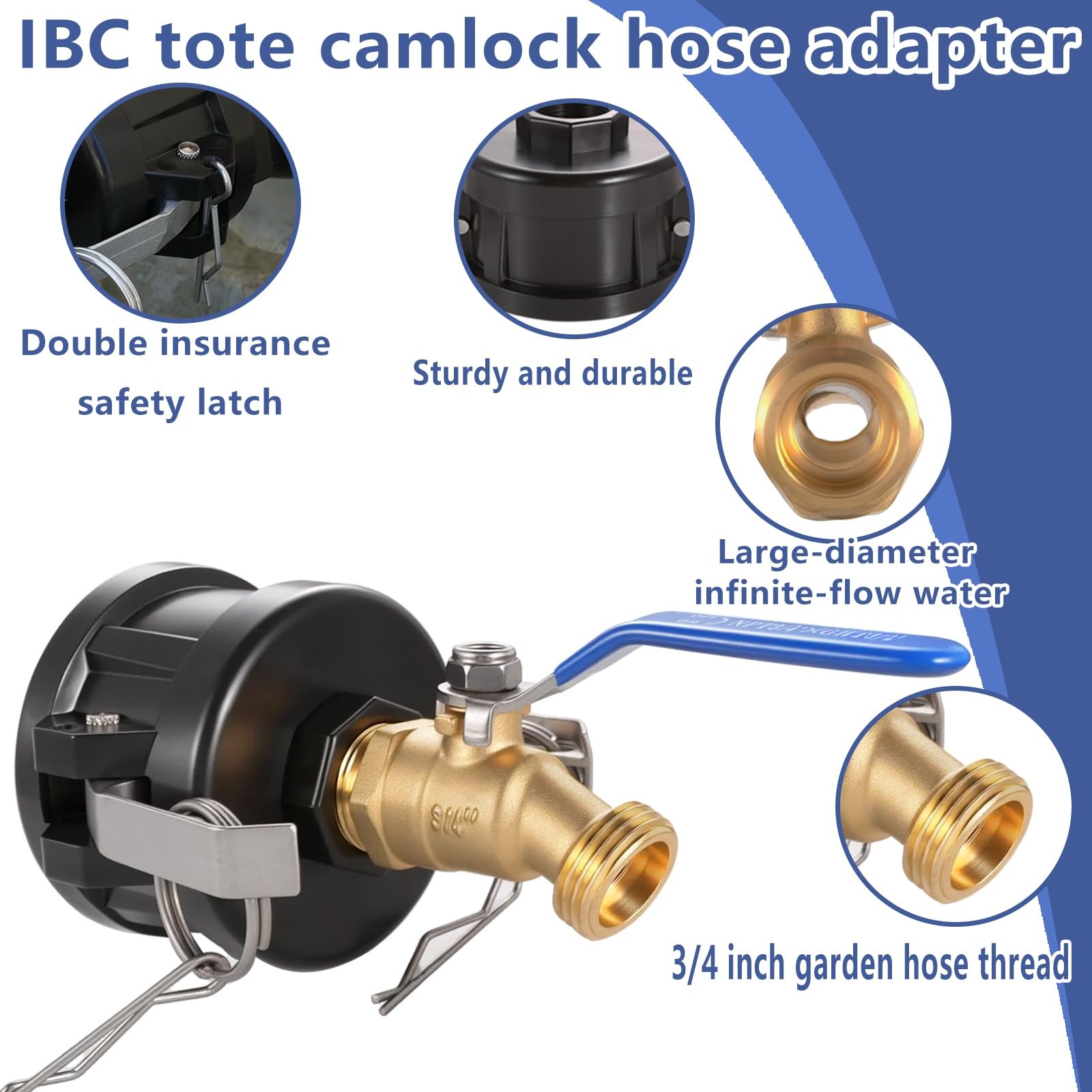 Ceaeso IBC Tote Hose Adapter, 2″ Camlock Adapter for 275-330 Gallon Black