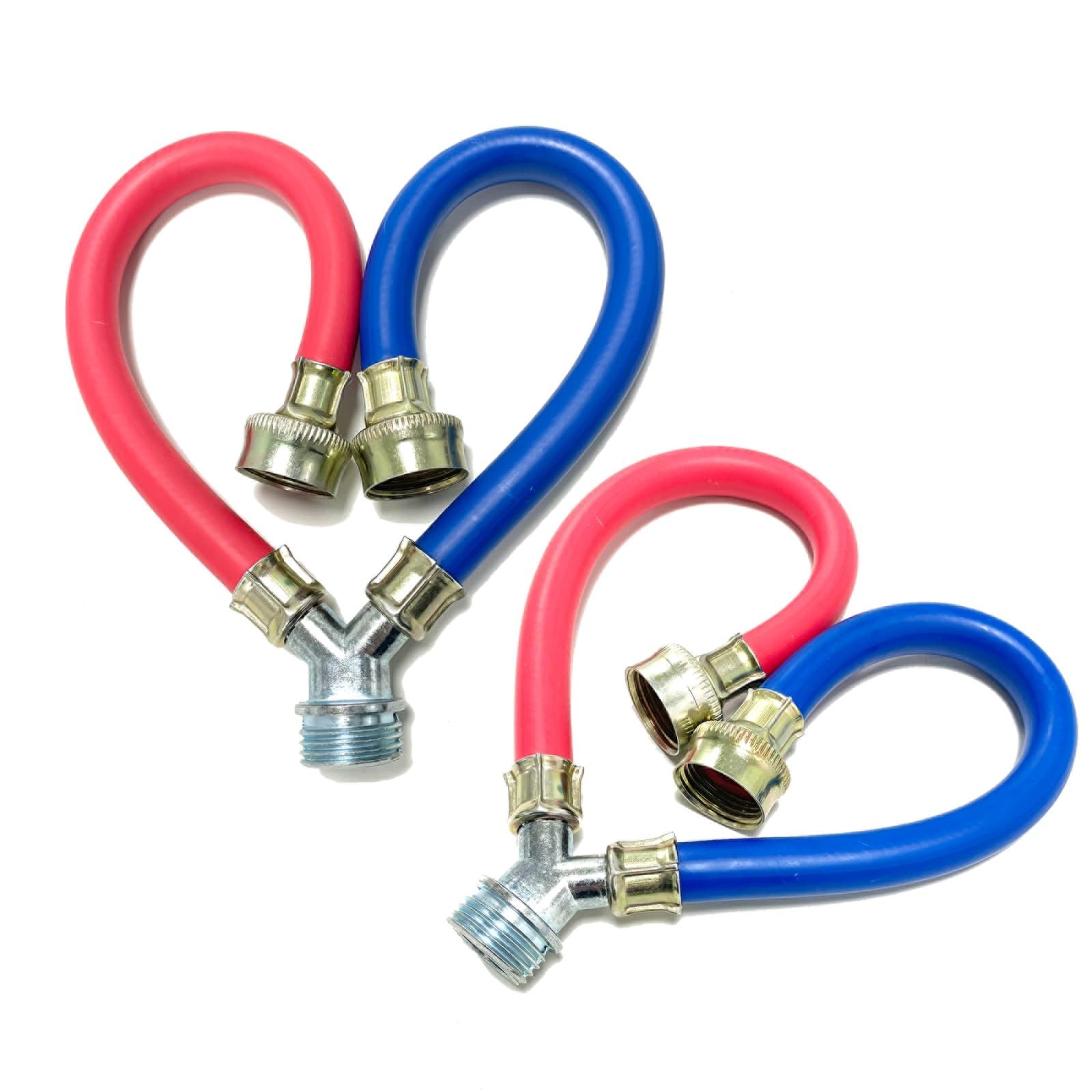 2 PACK, Rubber Hot Cold Washer Hose Y Mixer Plumbing Connector Burst Proof Wa…