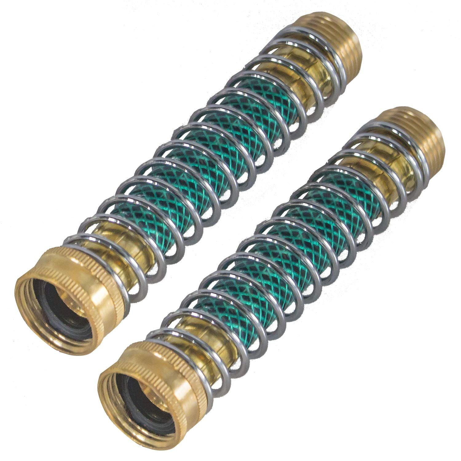 Hourleey Garden Hose Protector, Extension Adapter with Coil 2 Pack, Gold