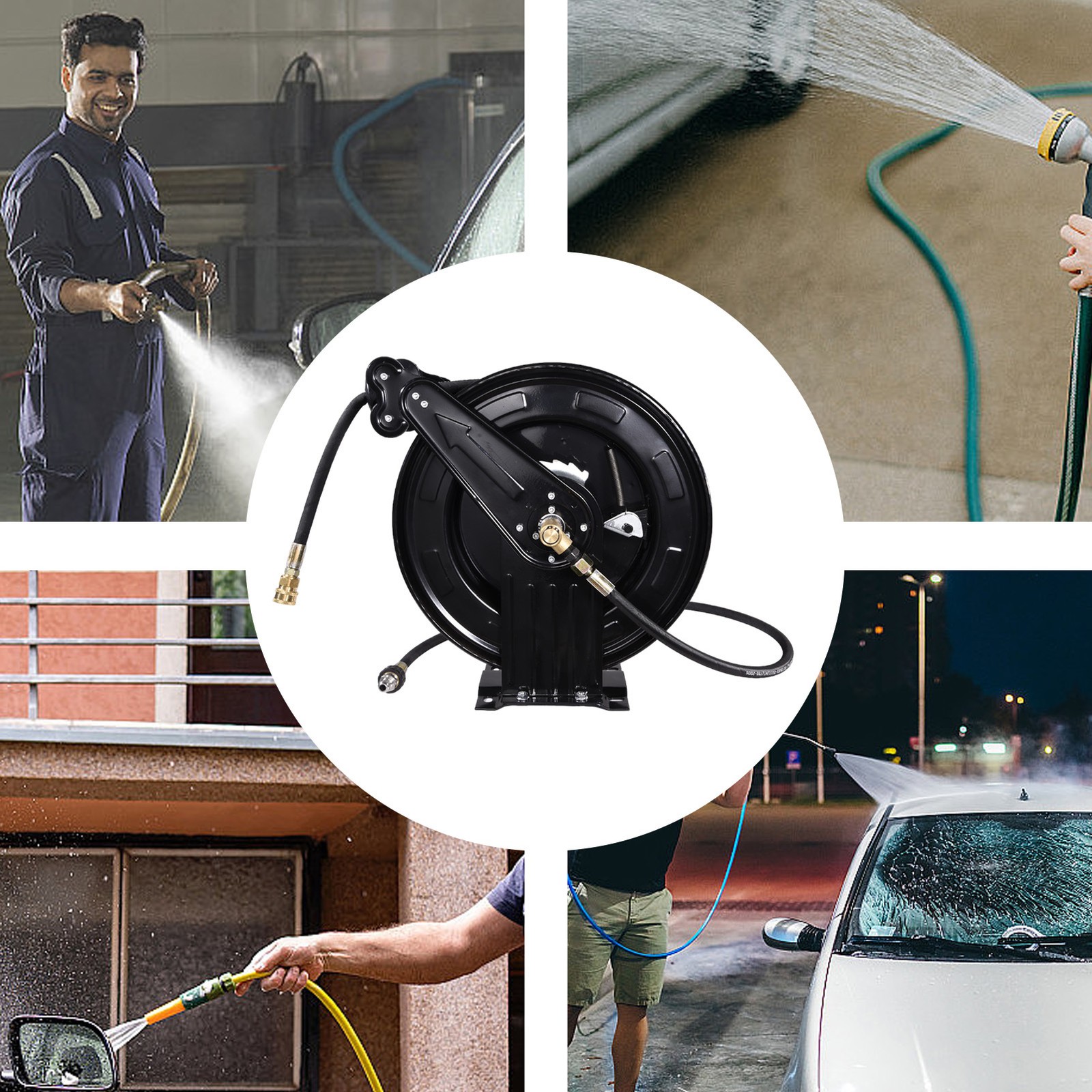 Heavy Duty High pressure Power Washer Jet Wash Hose Reel 3/8″ HoseX15M,4000PSL-