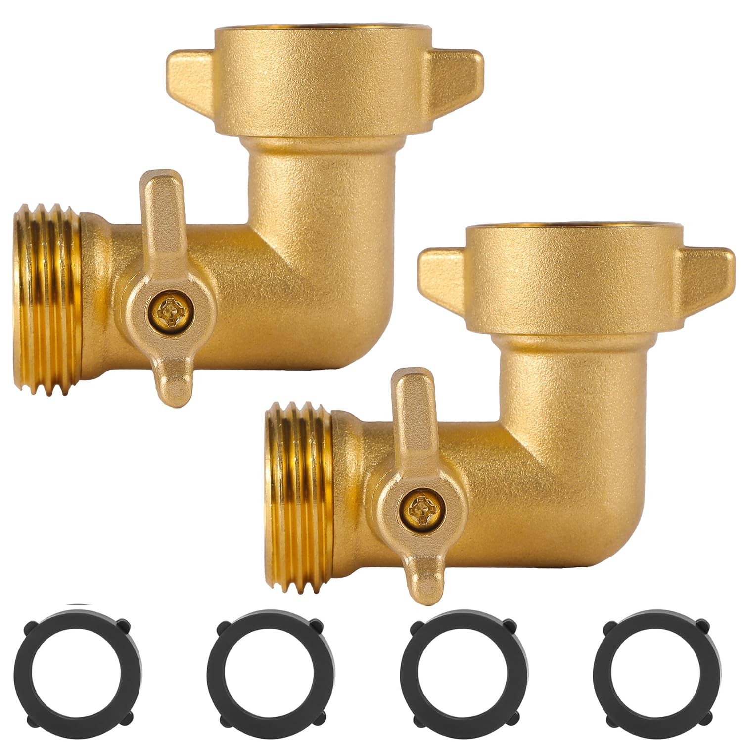 AuySier 2 Pack Brass 90 Degree Hose Elbow for RV, Garden 0.75 Inch, 2