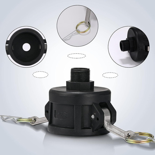 275 330 Gallon IBC Tote Fittings, Adapter, Tank Drain 10 x 10 x 8.5 cm, Black