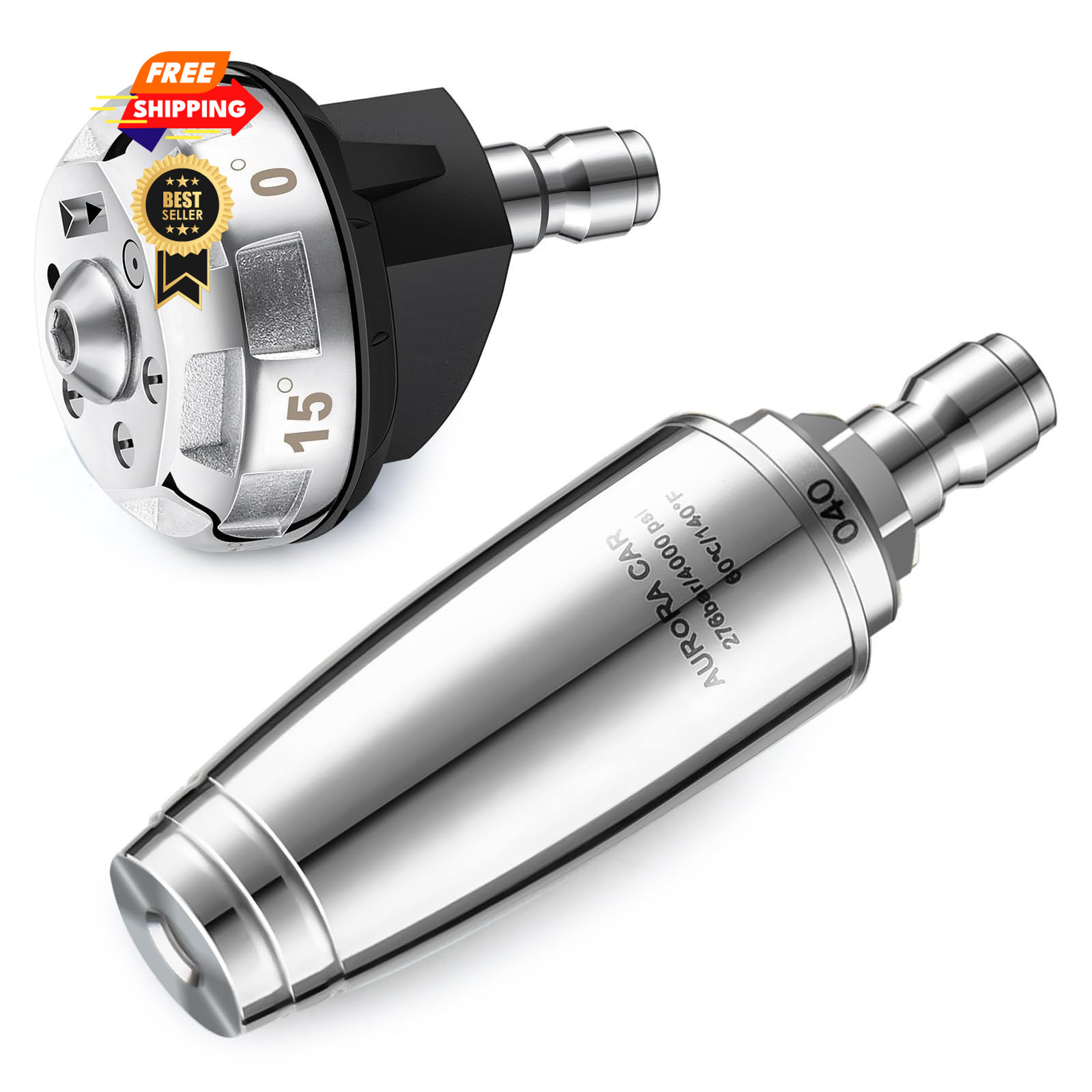 Pressure Washer Nozzle, 4000 PSI Rotating Turbo Nozzle for Compact, ‎Silver