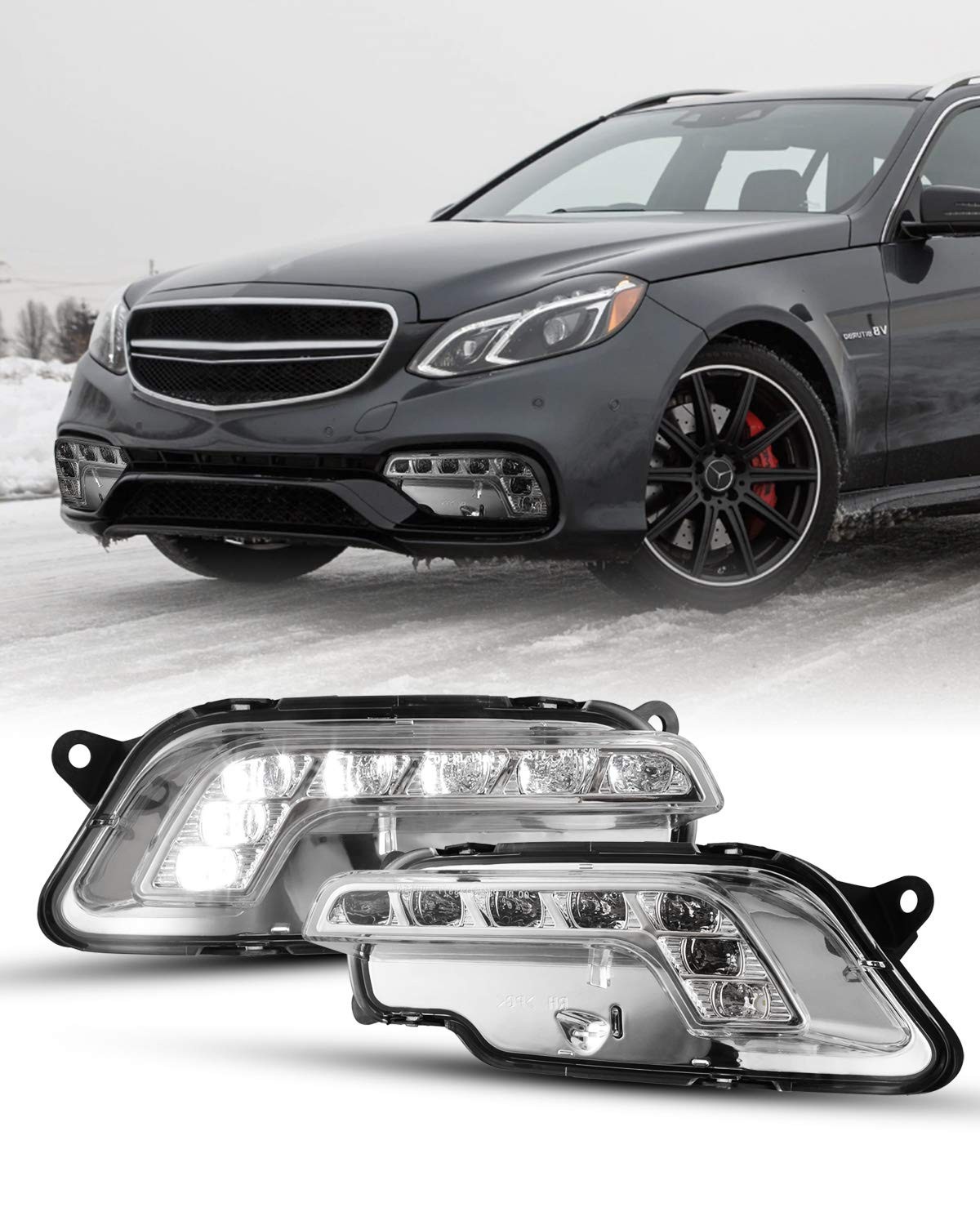 Driving Daytime Running Lamp Fog Lights Mercedes-Benz With Clear Lens fog lights