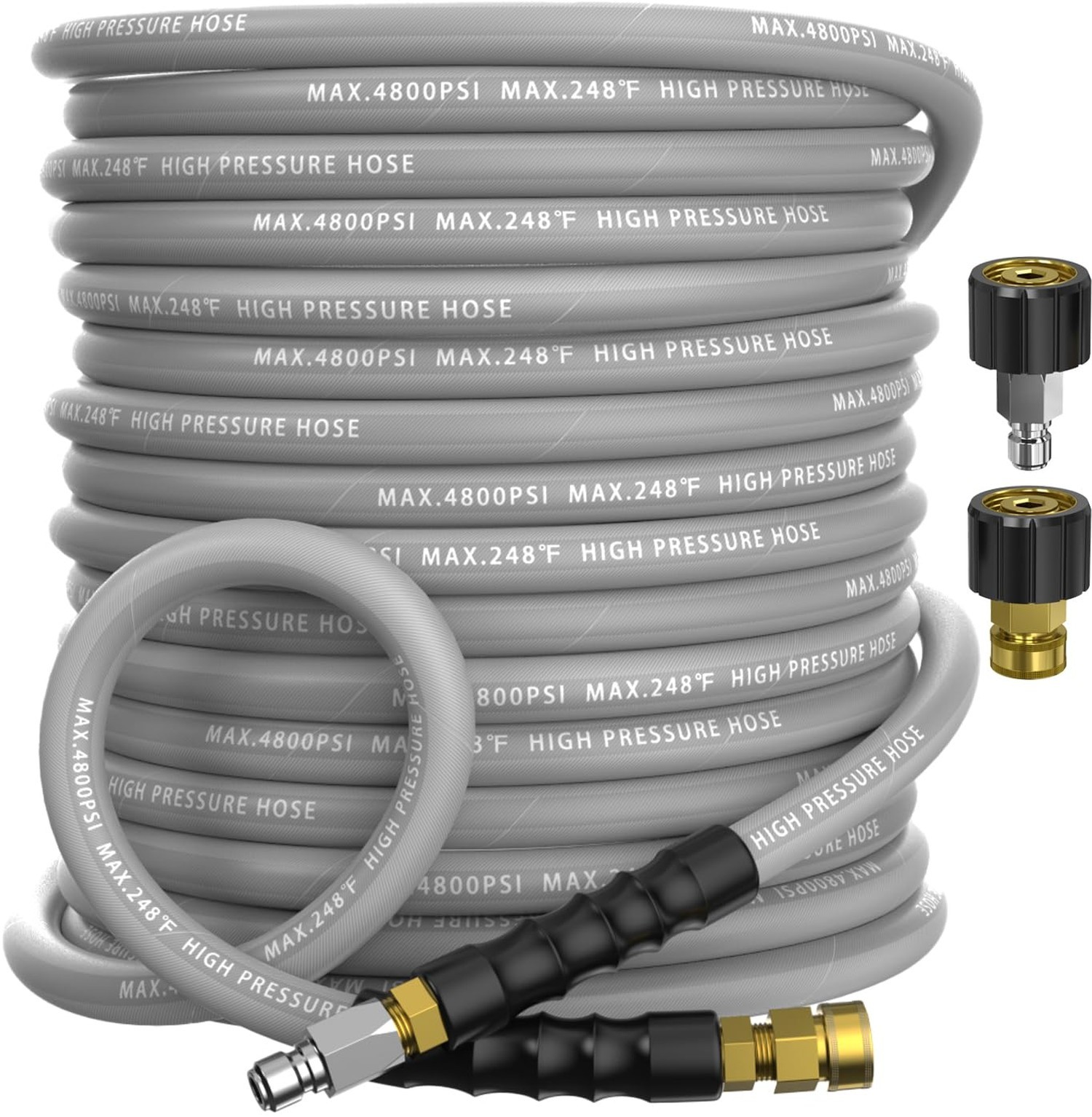 3/8″ Pressure Washer Hose 50FT 4800 PSI, Kink Resistant Steel Braided Layer &…