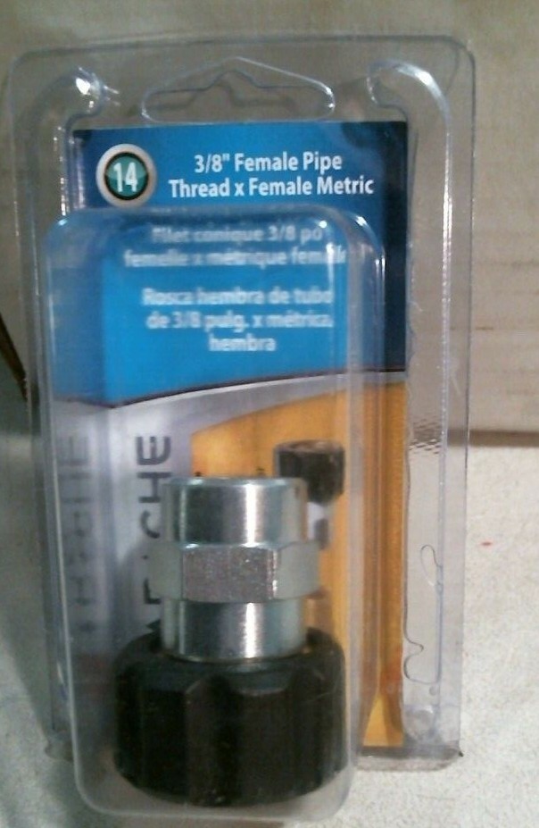 Apache 14, 3/8″ Female Pipe Thread x Female Metric Pressure Washer FREE SHIP