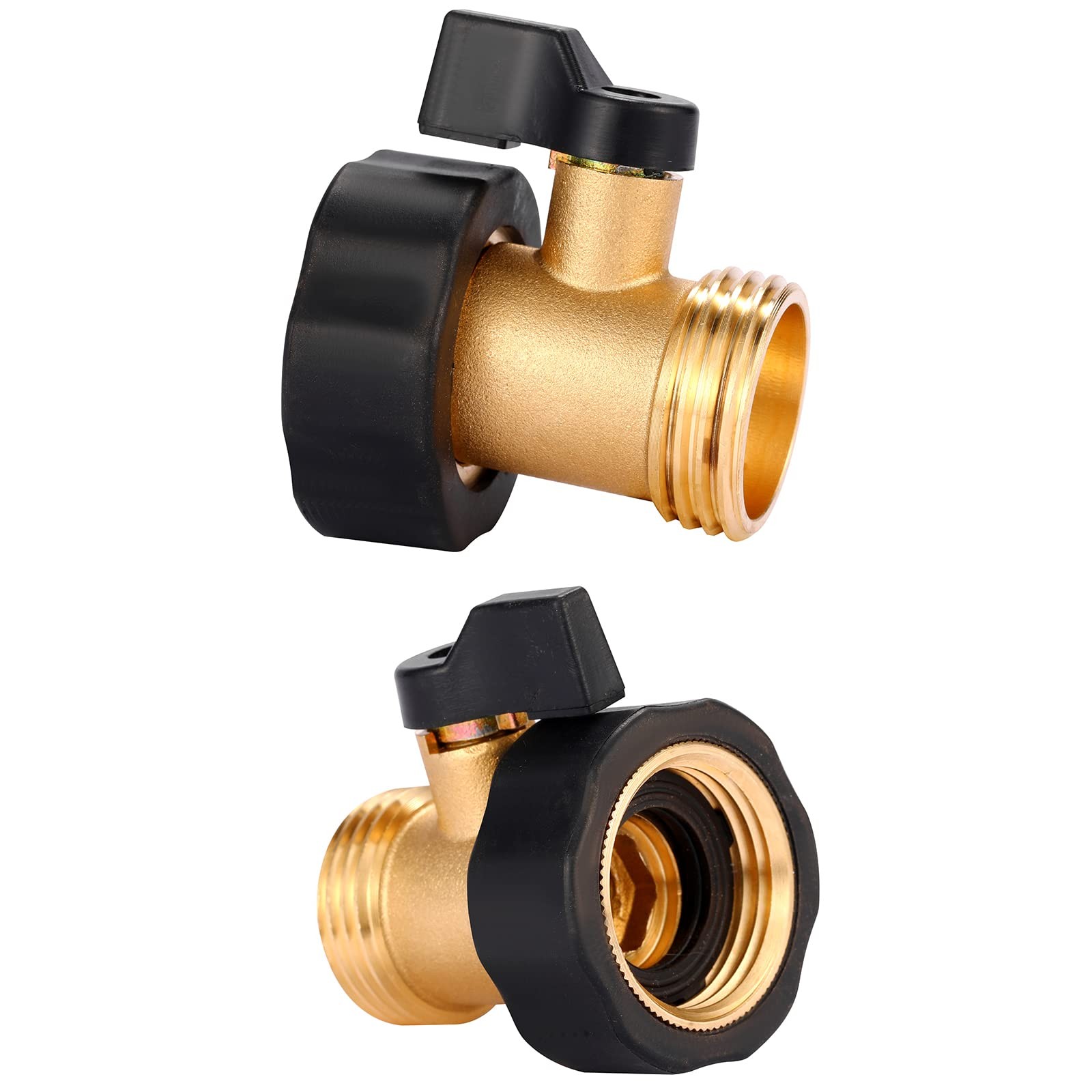 Sanpaint Water Hose Shut Off Valve, 2 Brass and Rubber Grip(2 Pack), 2 Pack