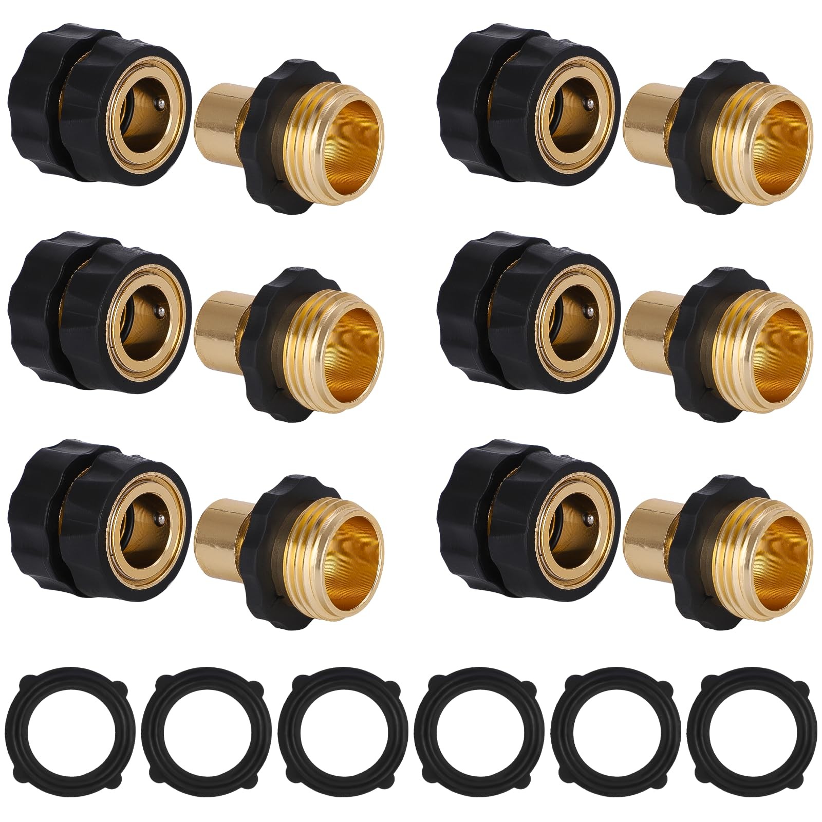 Dalmbox Garden Hose Quick Connector, 3/4″ Male and Female 3/4 inches, Gold