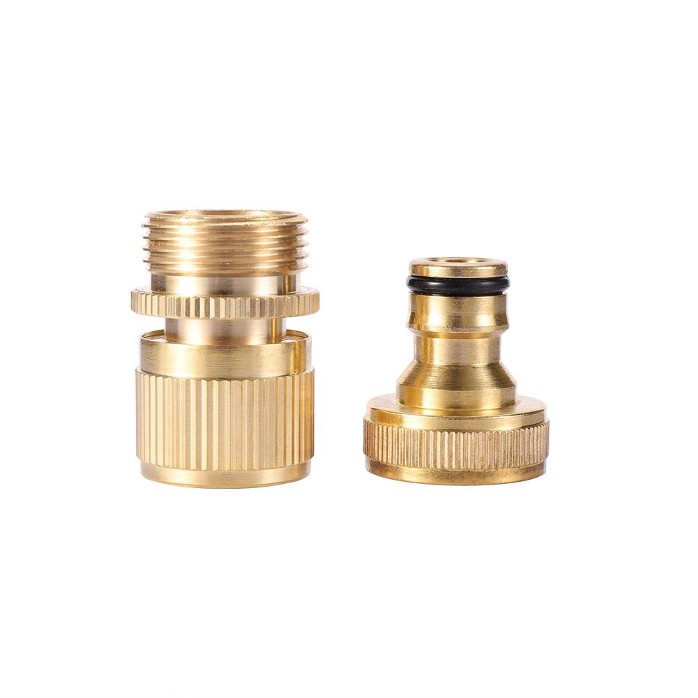 2Sets Garden Hose Quick Connector 3/4 inch GHT Brass Easy 2Pairs,