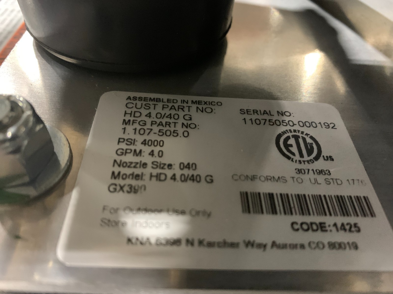 Karcher – HD 4.0/40 G Pressure Washer #1.107-505.0 (B)