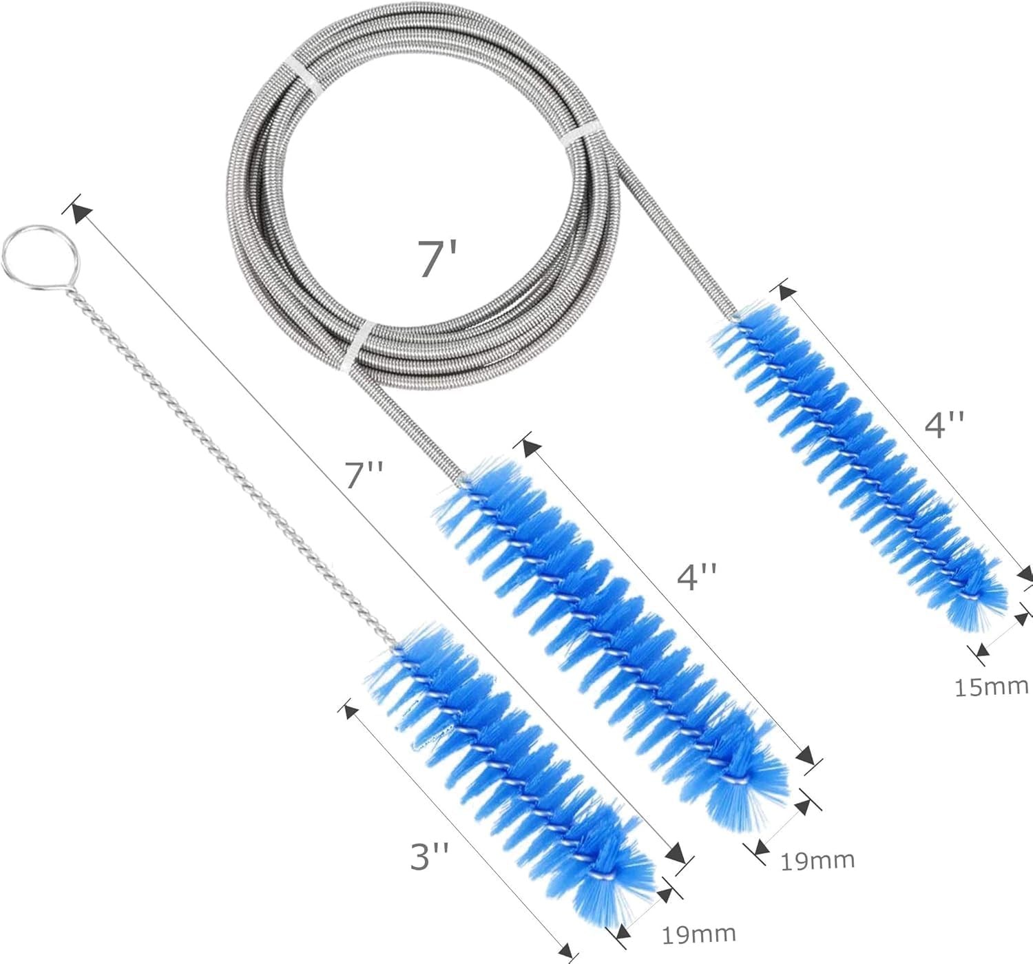 Brush Diameter 15mm 19mm -CPAP Tube Cleaning Brush-Suitable 2 Piece Set, Blue