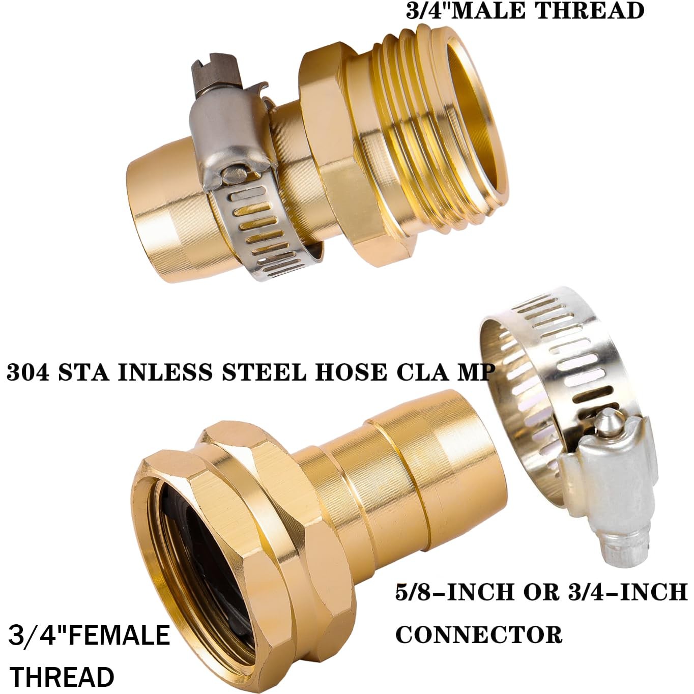 4 Set Garden Hose Repair Connector Fit for 3/4″ or 5/8″ hose(Female & Male)