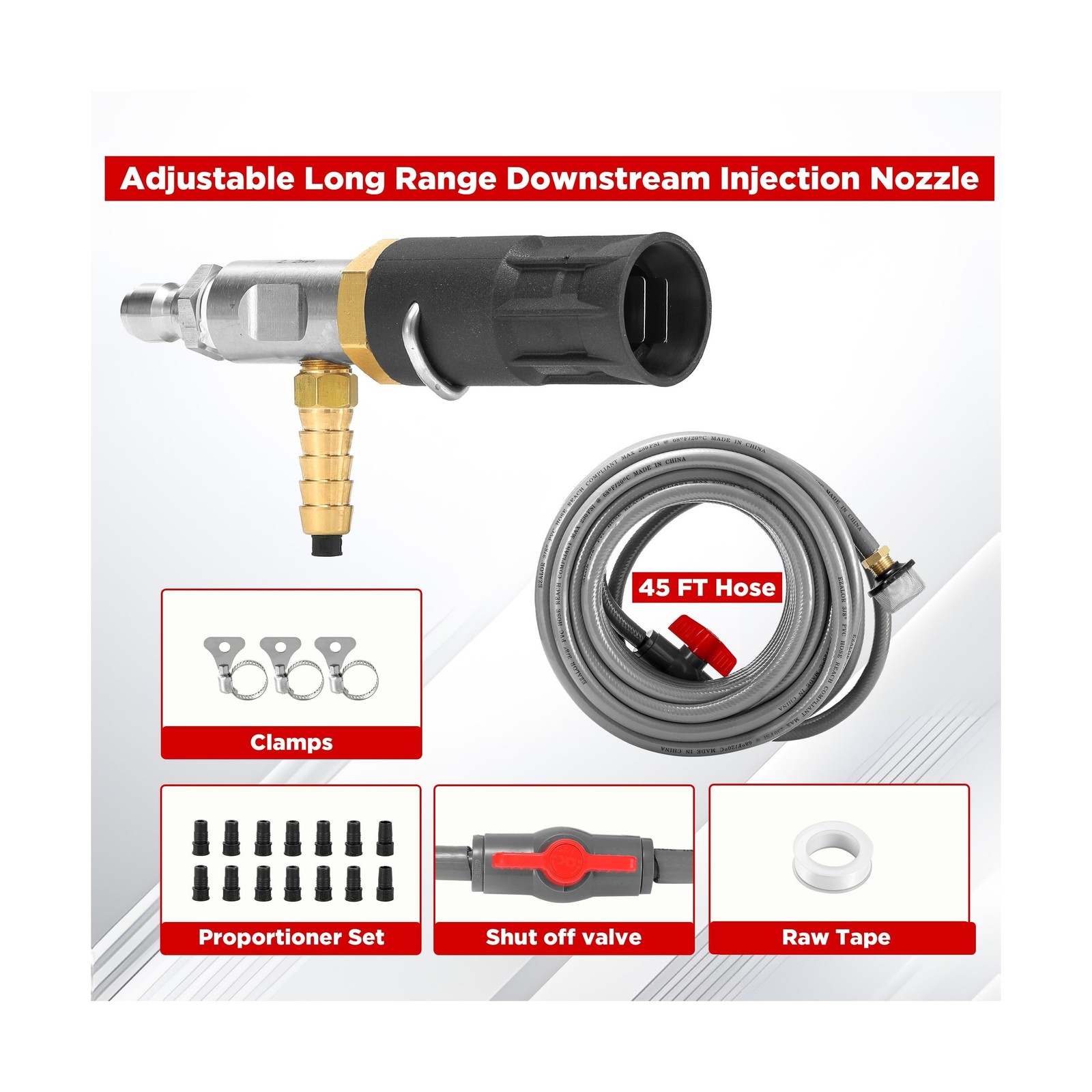 Adjustable Long-Range External Chemical Injection for Pressure Washer, Downst…