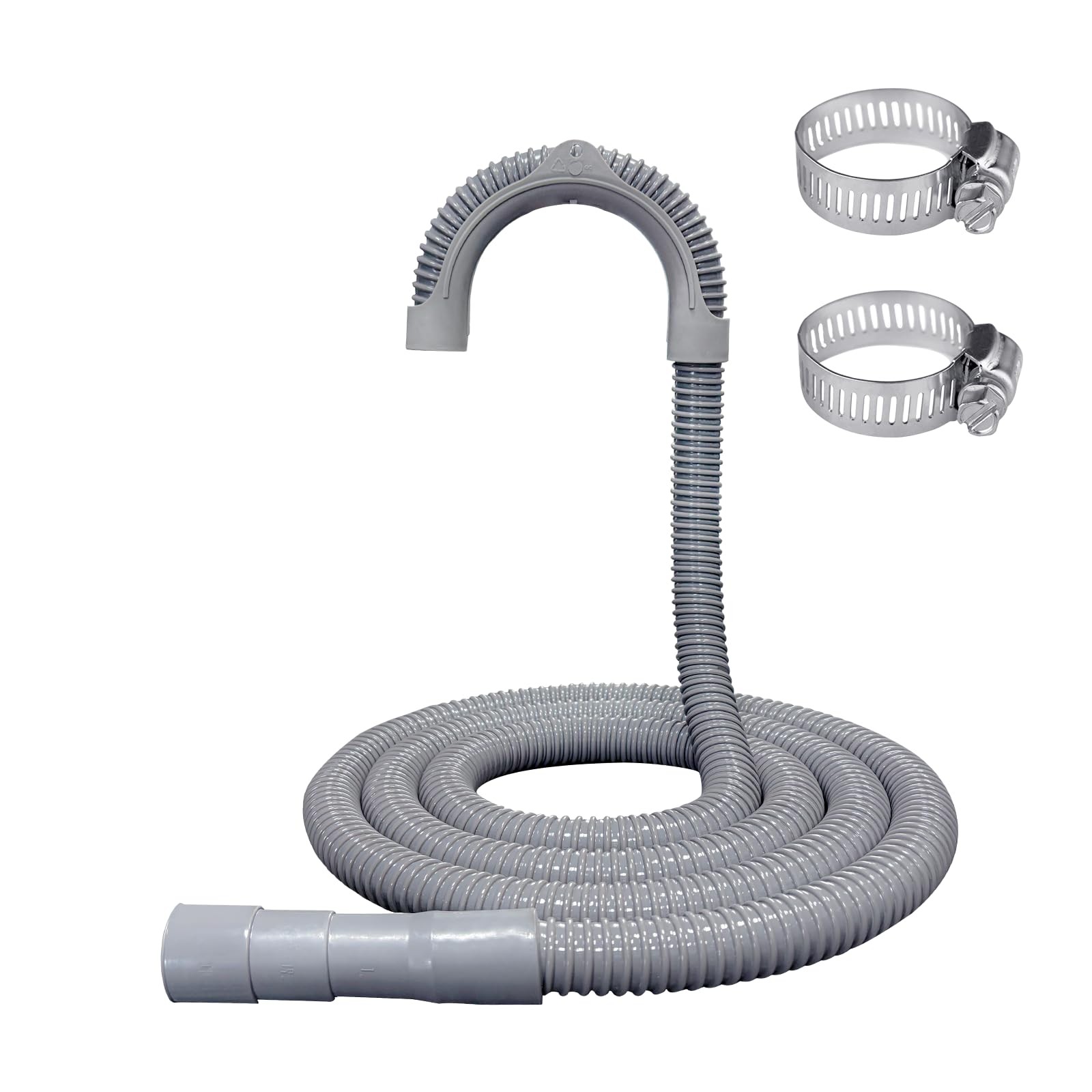 6ft Washing Machine Drain Hose,Corrugated Flexible Washer 6FT, Gray