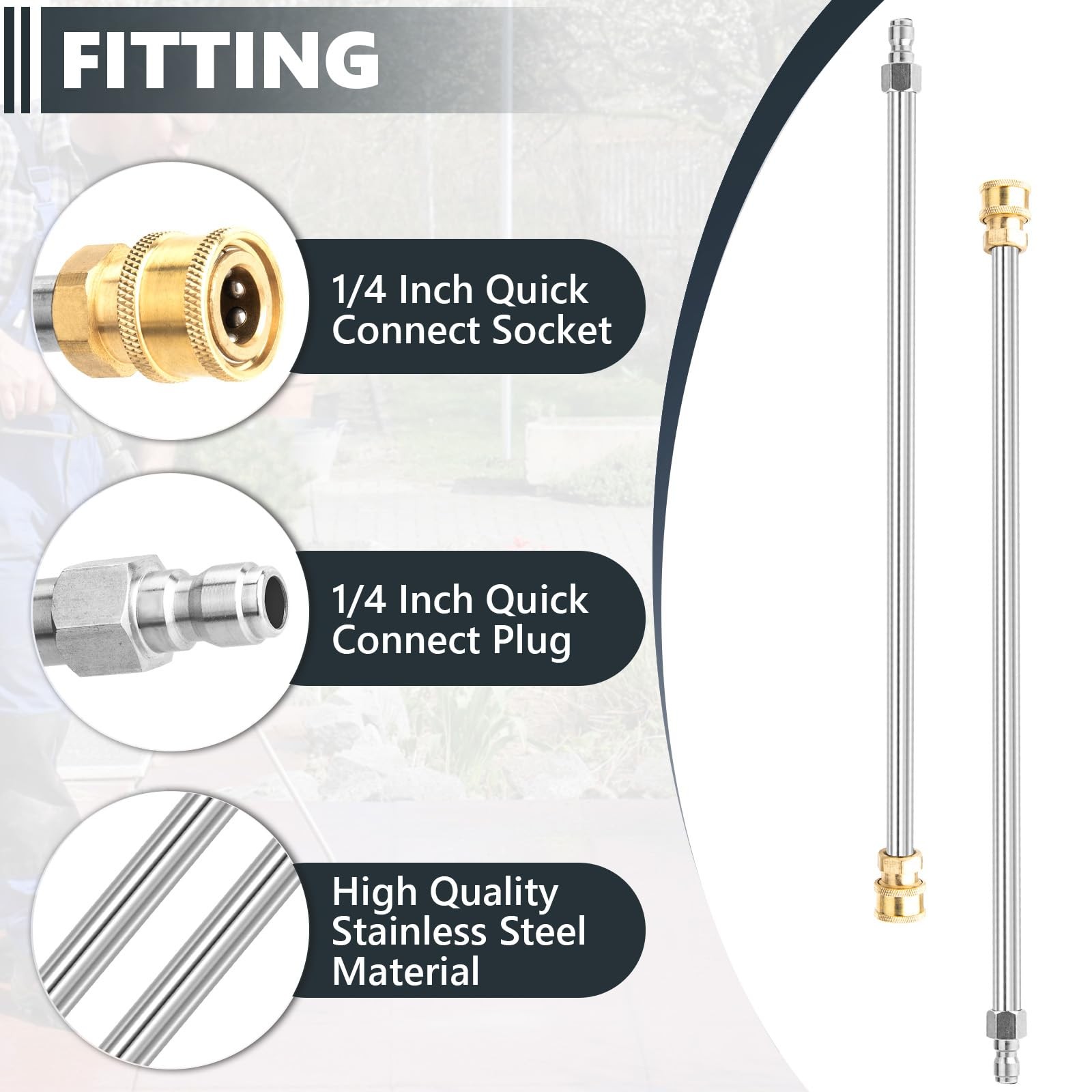 Pressure Washer Extension Wand, 2 Pack 17 Inch 17 inches, silver, yellow