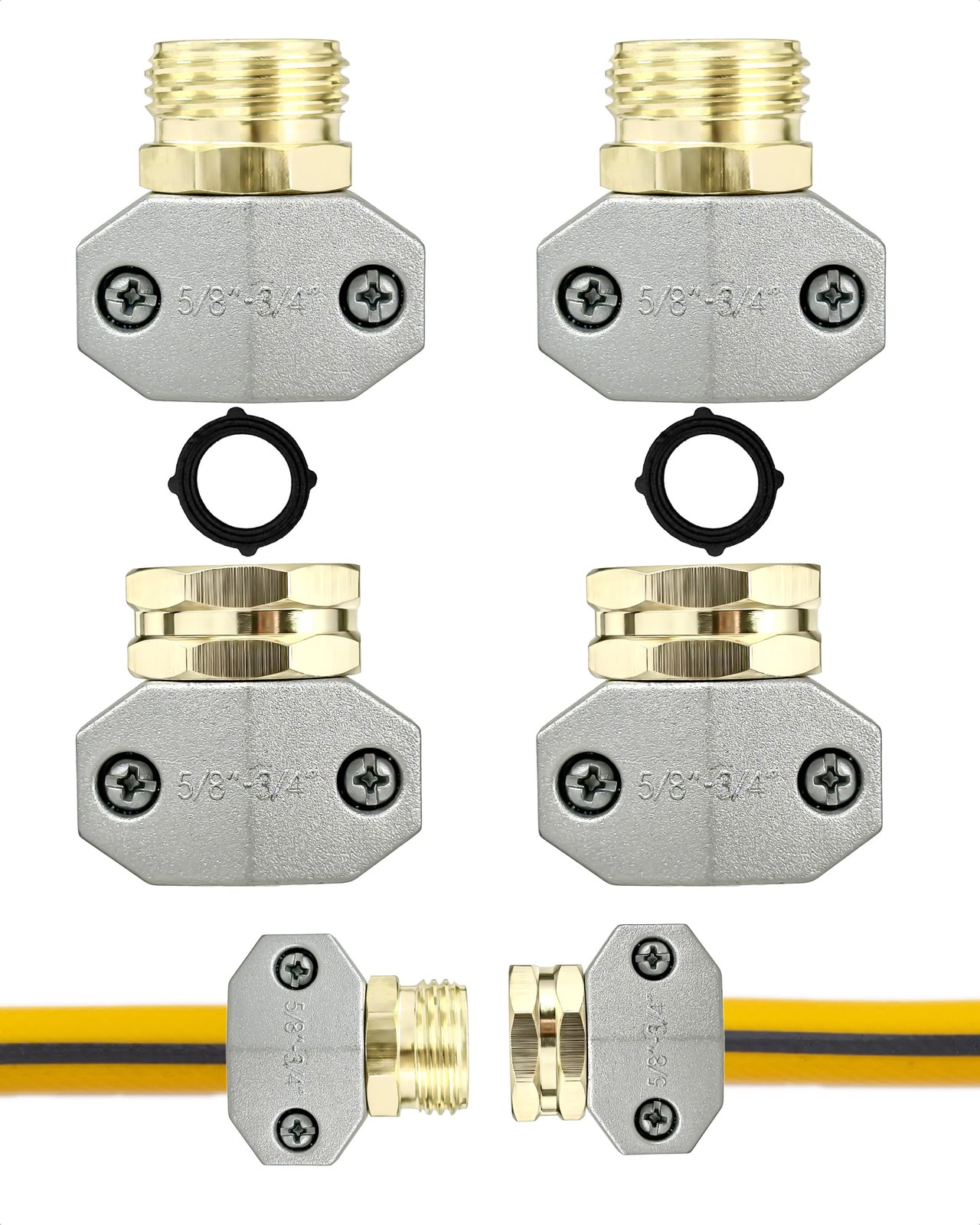 Hose Repair Kit for Garden and 5/8″ 3/4″, 4 Pack(2Female + 2Male)