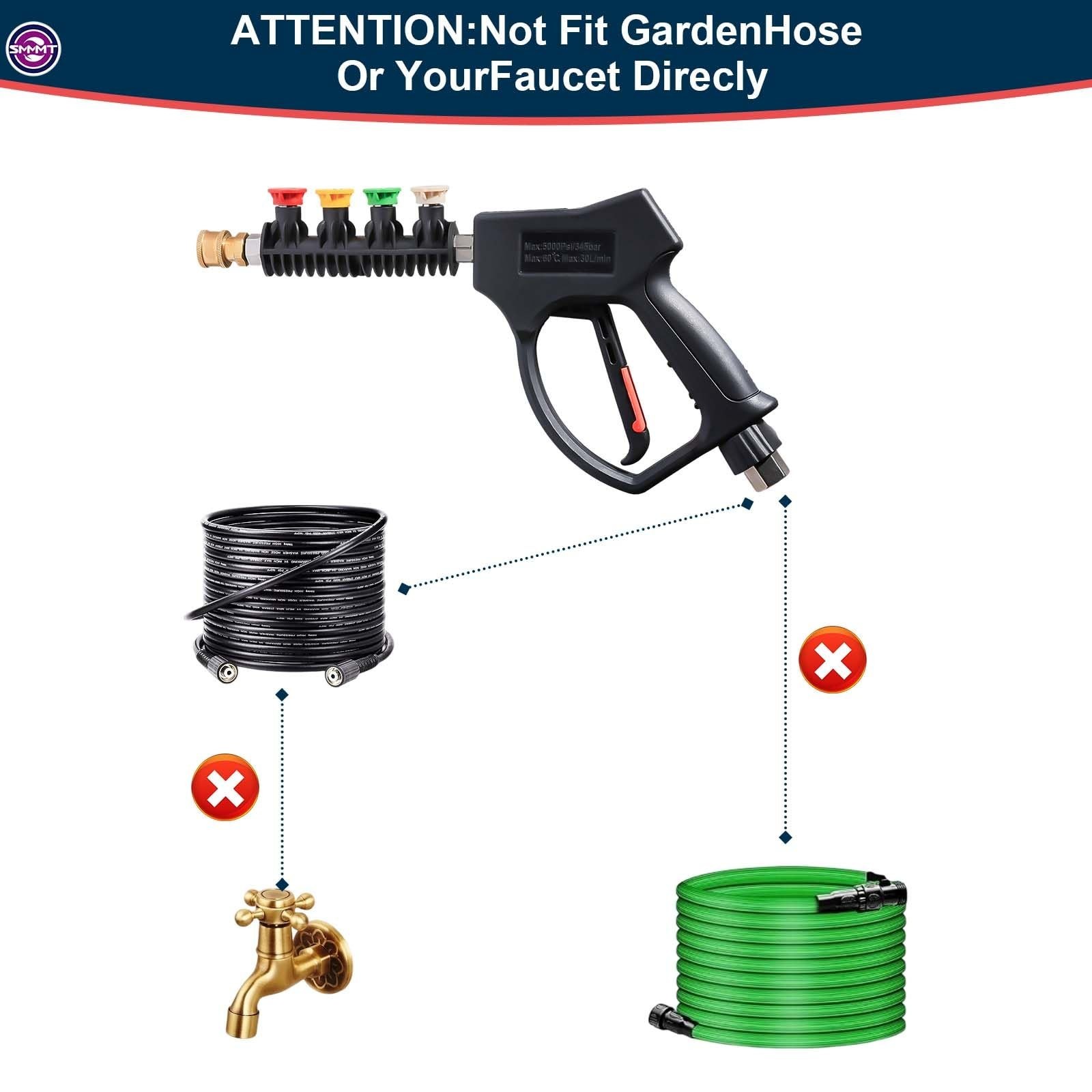 Short Pressure Washer Gun with Nozzle Holder with Swivel NPT 3/8″ Thread 3/8 …