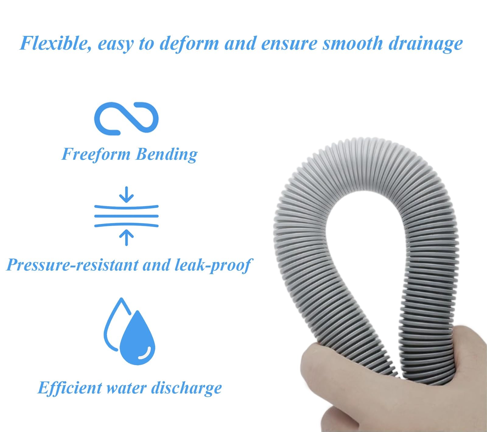 DLHMBOQ 10ft Washing Machine Drain Hose Extension Kit 10Feet, Gray