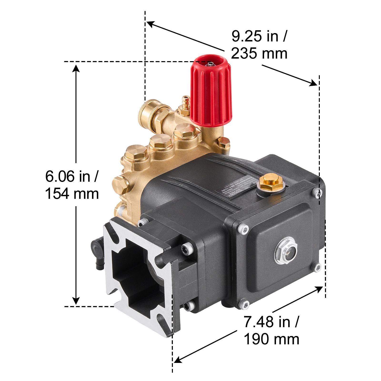 Pressure Washer Pump, 3/ 4″ Shaft Horizontal Triplex Plunger, 3300 PSI, 2.5GPM