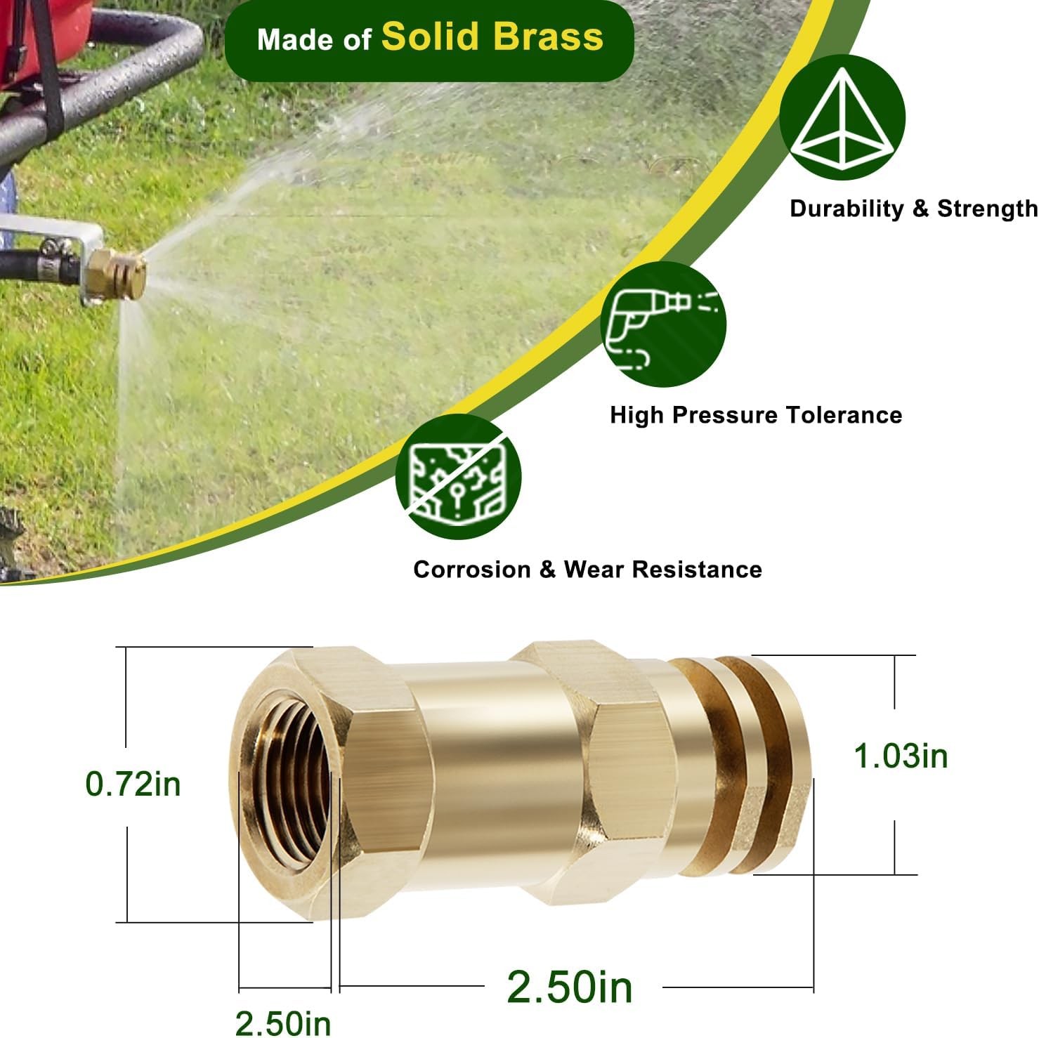 6542-1FBA Boomless Spray Nozzle 1/2″ FPT Orifices # 20, 5.9 GPM, 40 PSI -Brass