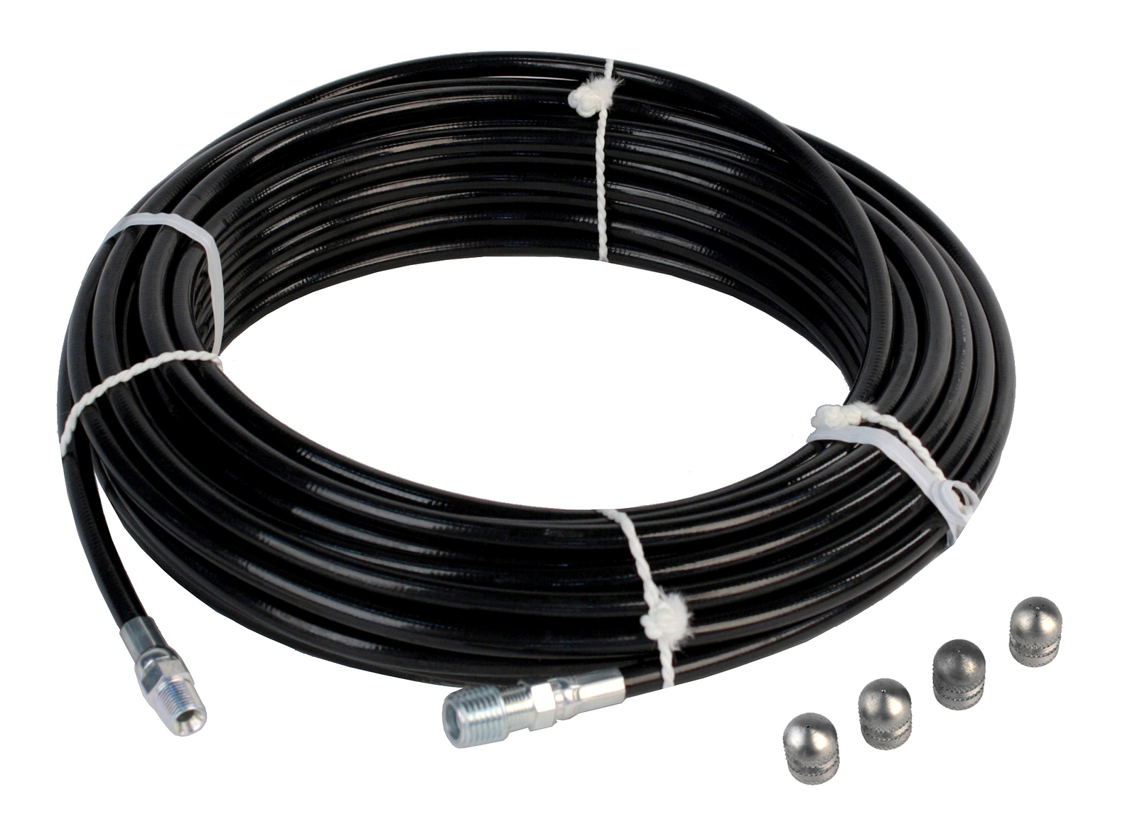 Sewer Jetter Hose 1/8″ NPT x 50′ 4800 PSI & Set of (4) 3.5 Orifice Nozzles Kit