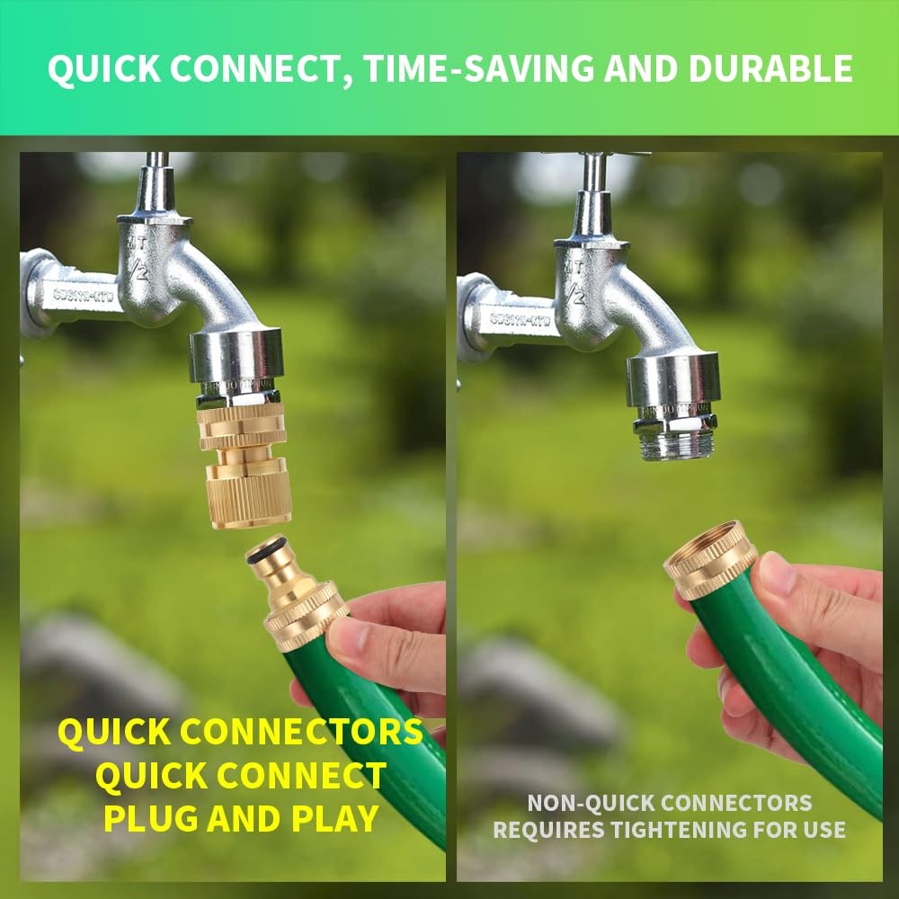 Garden Water Pipe Quick Connect, Solid Brass 3/4 Inch 6 Packs,