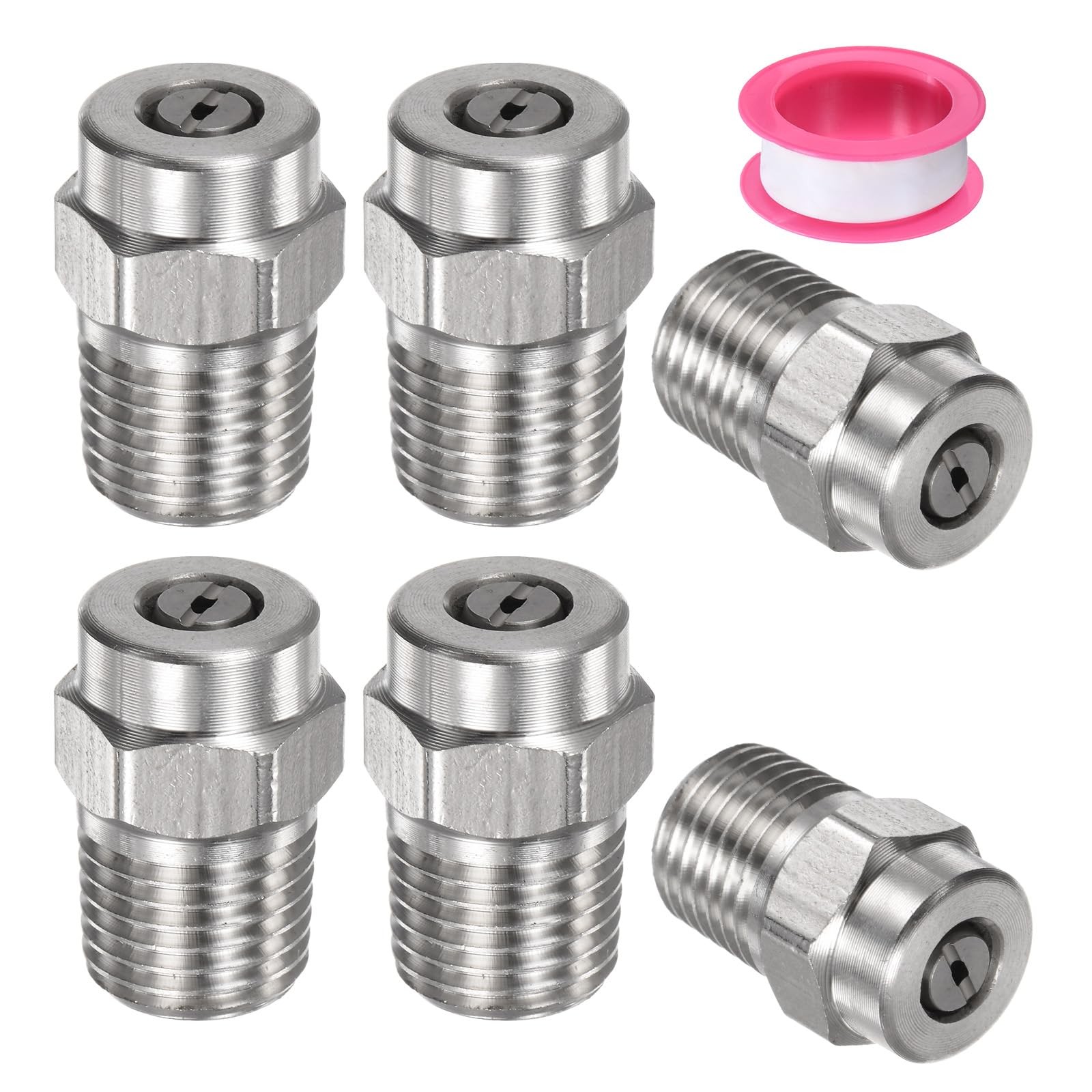 M METERXITY 6 Pack Surface Clean Tips – 40 Degree 1/4″ NPT 1.449mm, Silver