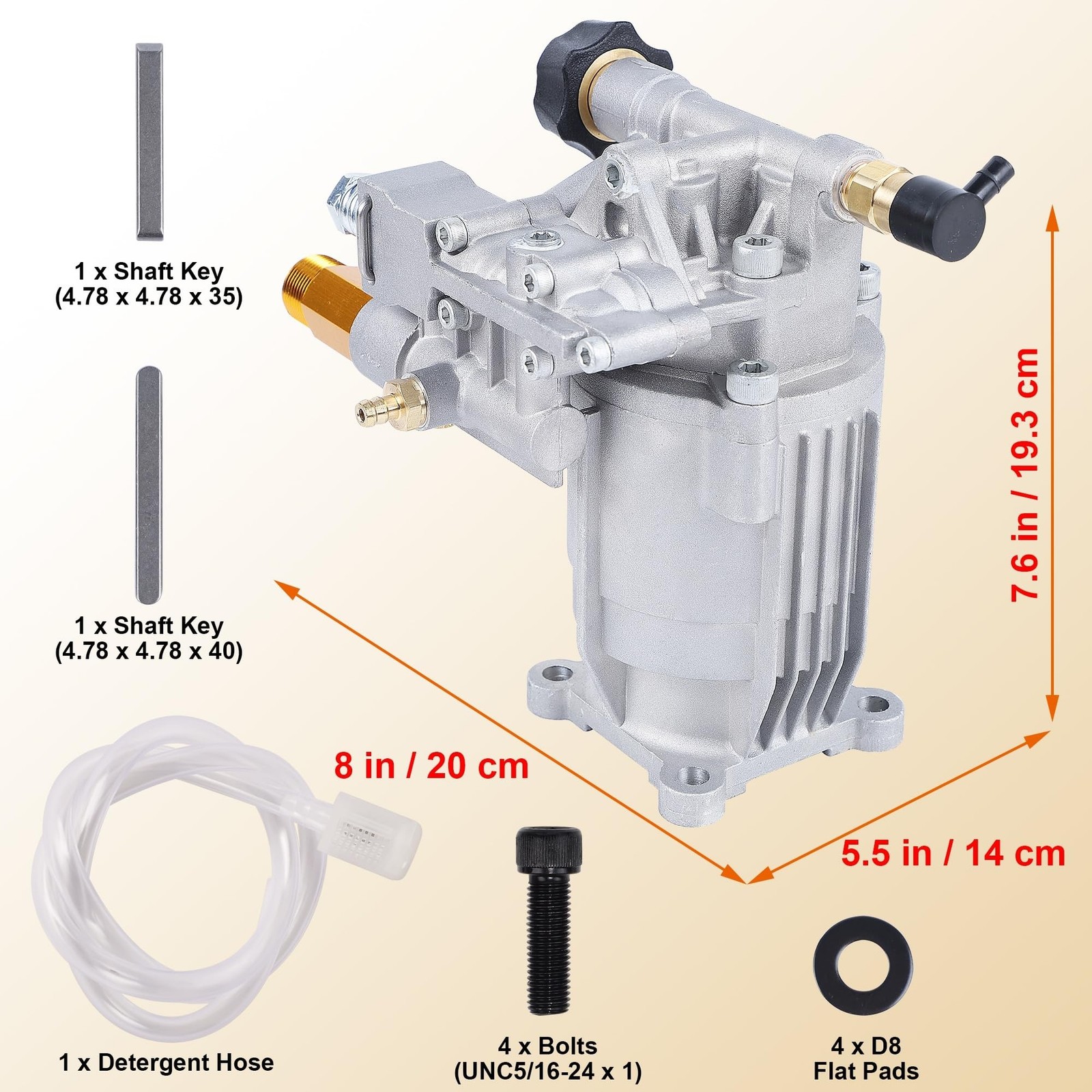 Biswing Pressure Washer Pump, 3/4″ Shaft Horizontal Axial Plunger, 3400 PSI M…