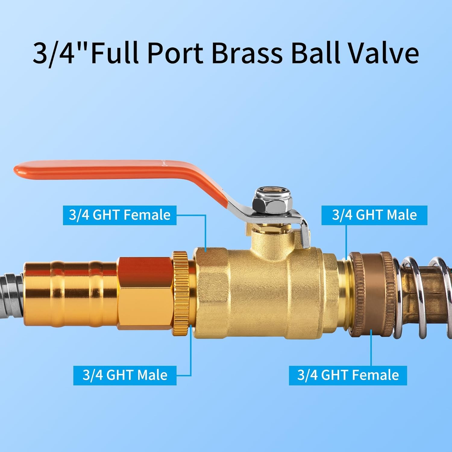 Garden Hose Shut Off 3/4” GHT Female x Male, Brass