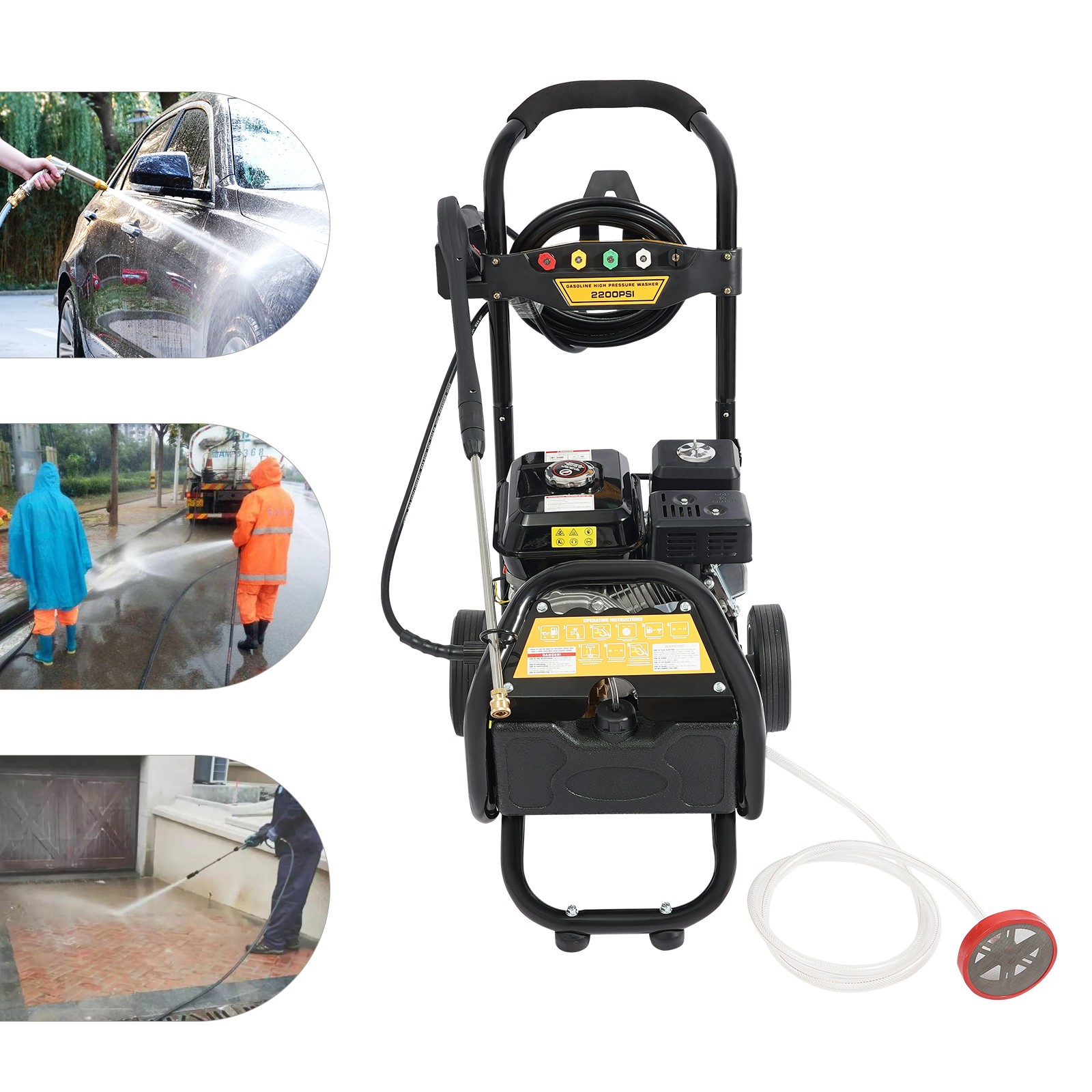 7HP Gasoline High Pressure Washer Gasoline Manual Washer w/ Hose 3400RPM 2200PSI