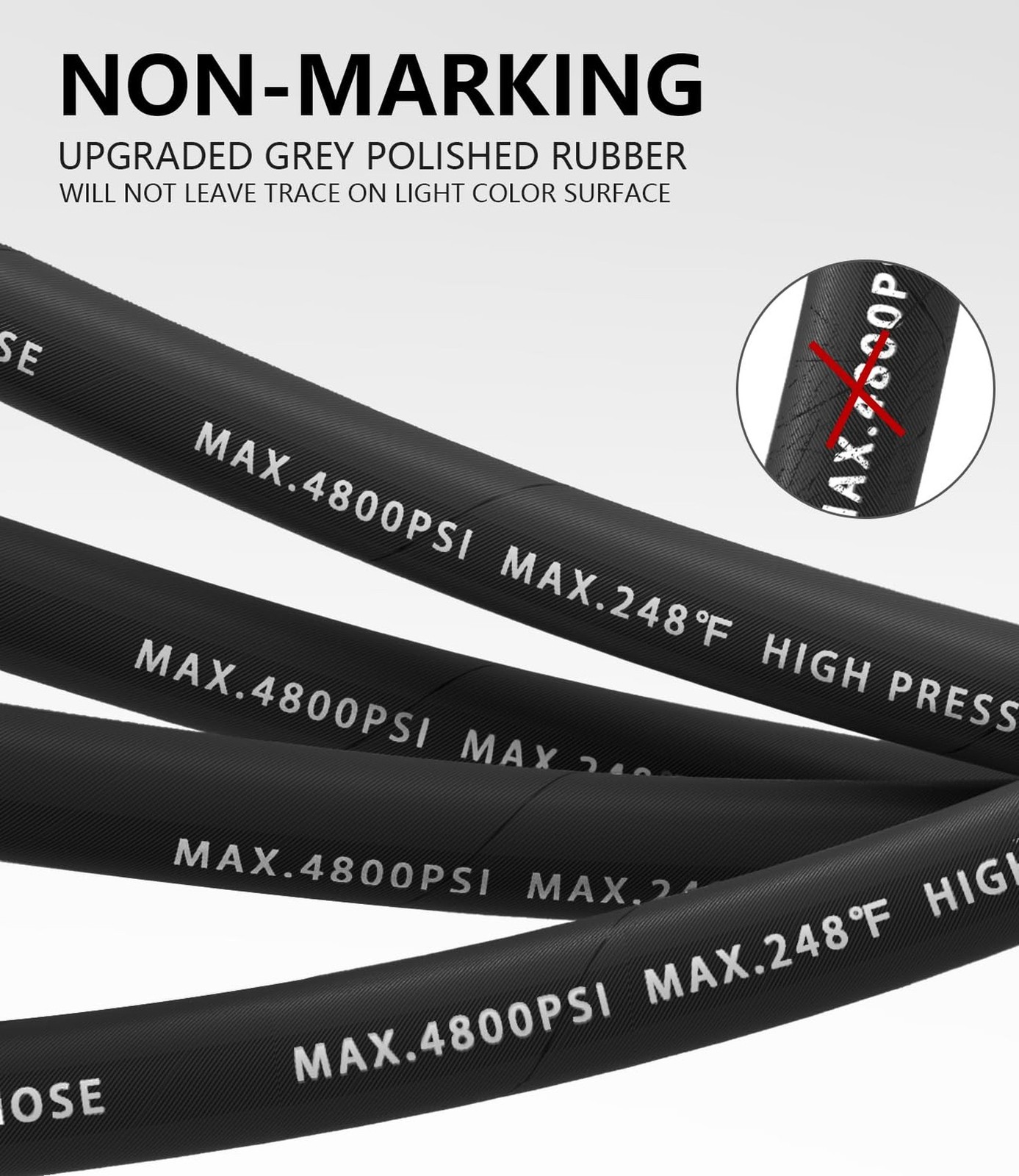 3/8″ Pressure Washer Hose 25FT 4800 PSI, Kink Resistant Steel Braided Layer &…