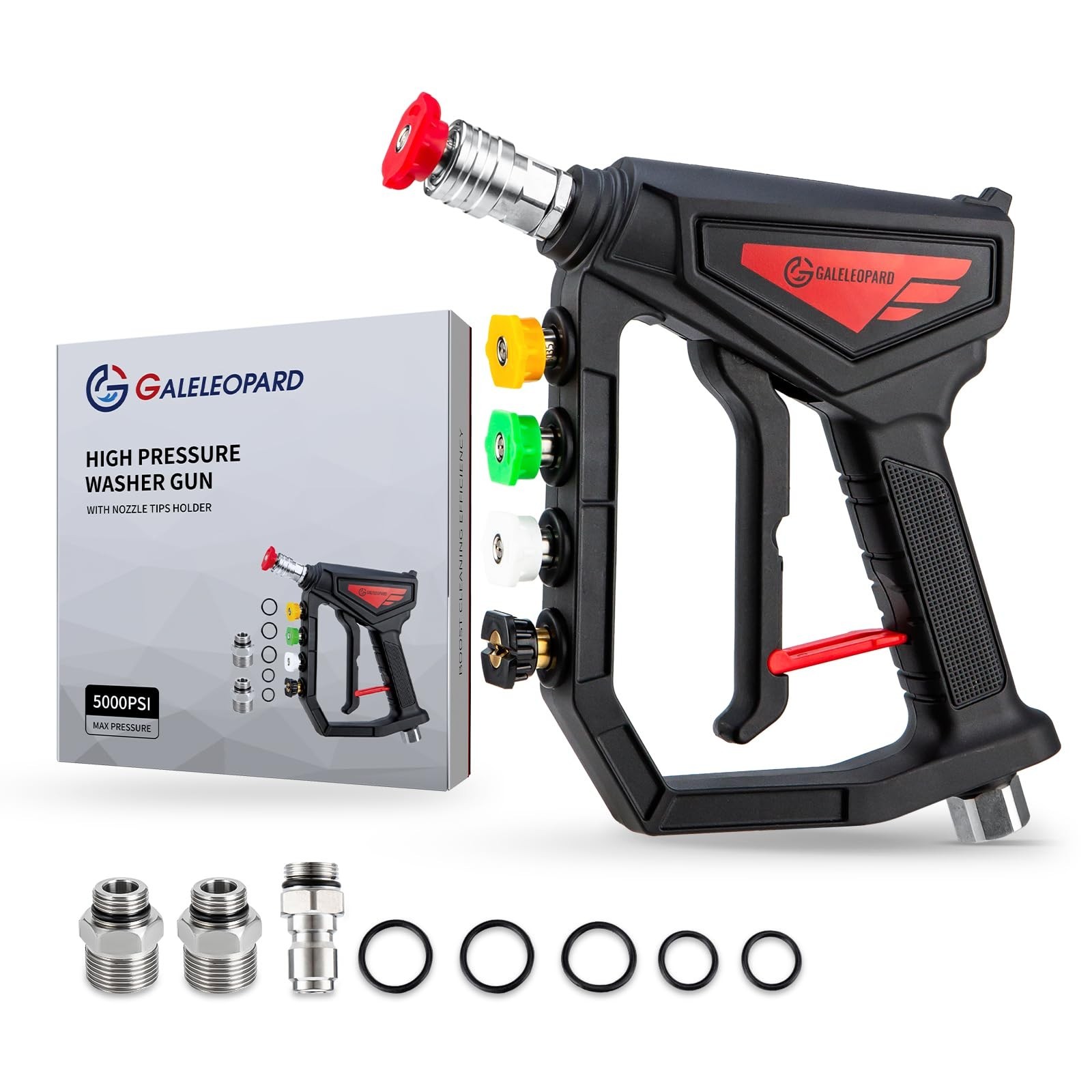 Short Pressure Washer Gun with Nozzle Holder, 5000 PSI High Pressure Washer G…