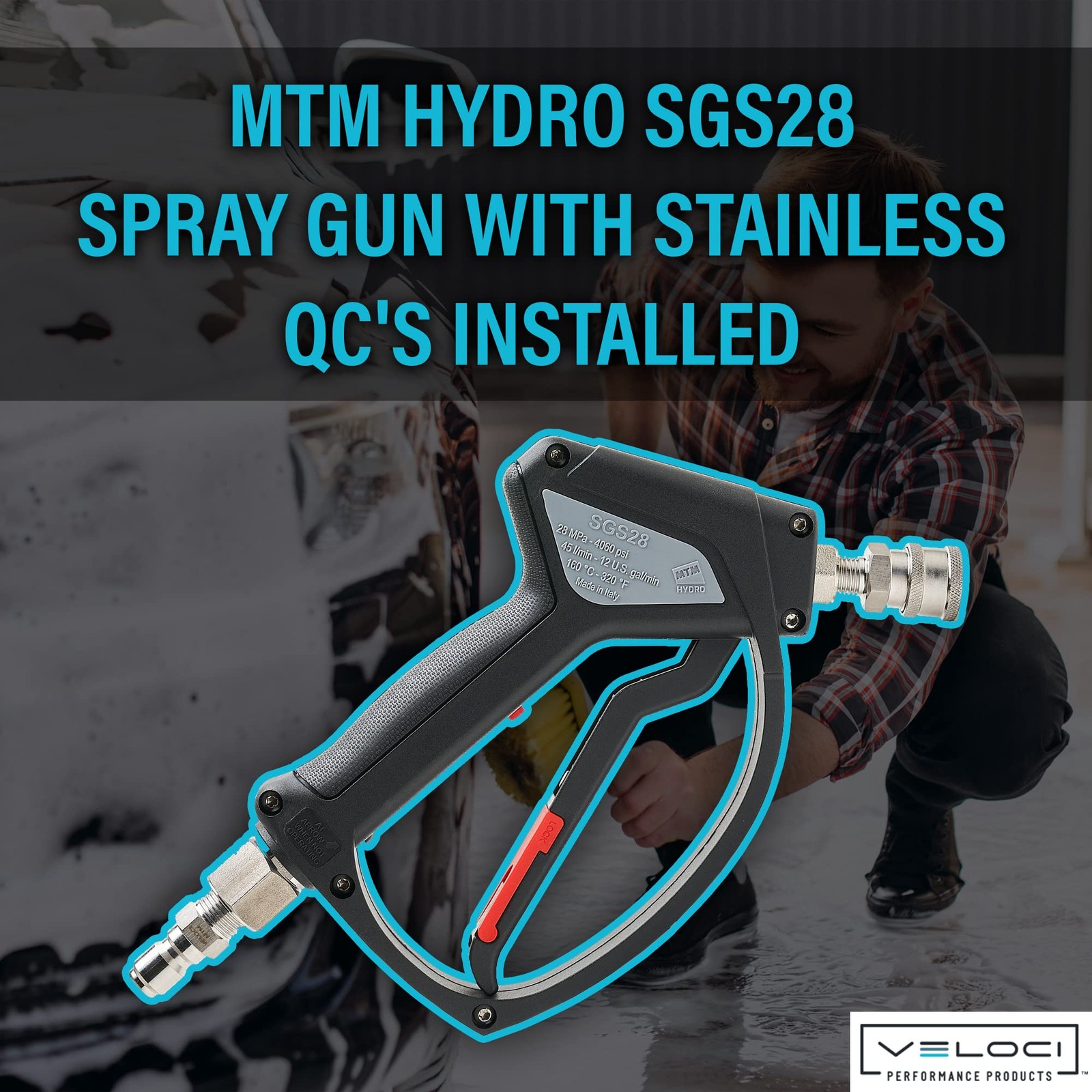 SGS28 Pressure Washer Trigger Gun with Installed compact, Black