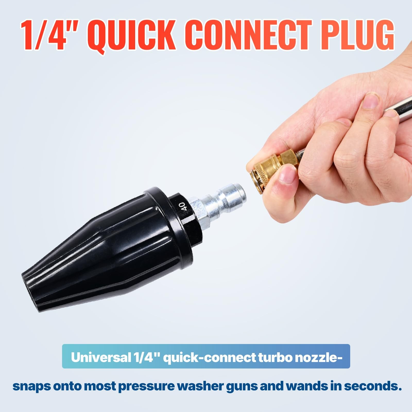 YAMATIC Pressure Washer Turbo Nozzle, 360° Rotating, 3000PSI, Black,