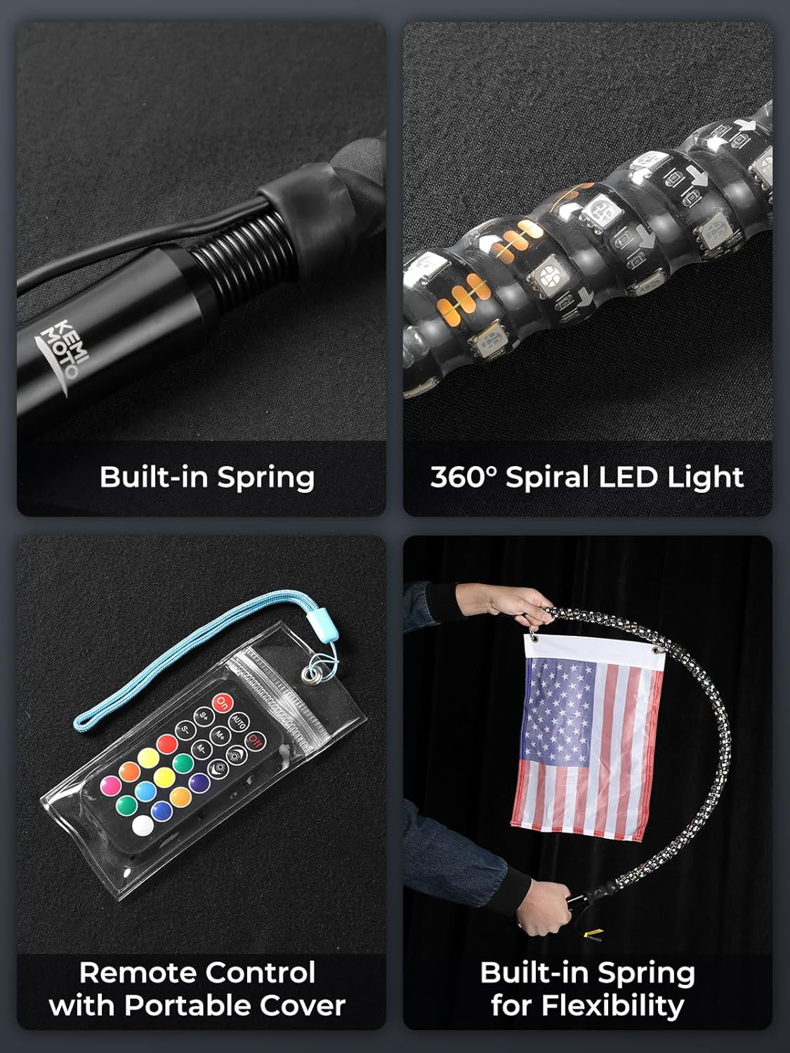 2Pc 3Ft Bluetooth Whip Lights for Side by Side, Turning Signal Function Compatib