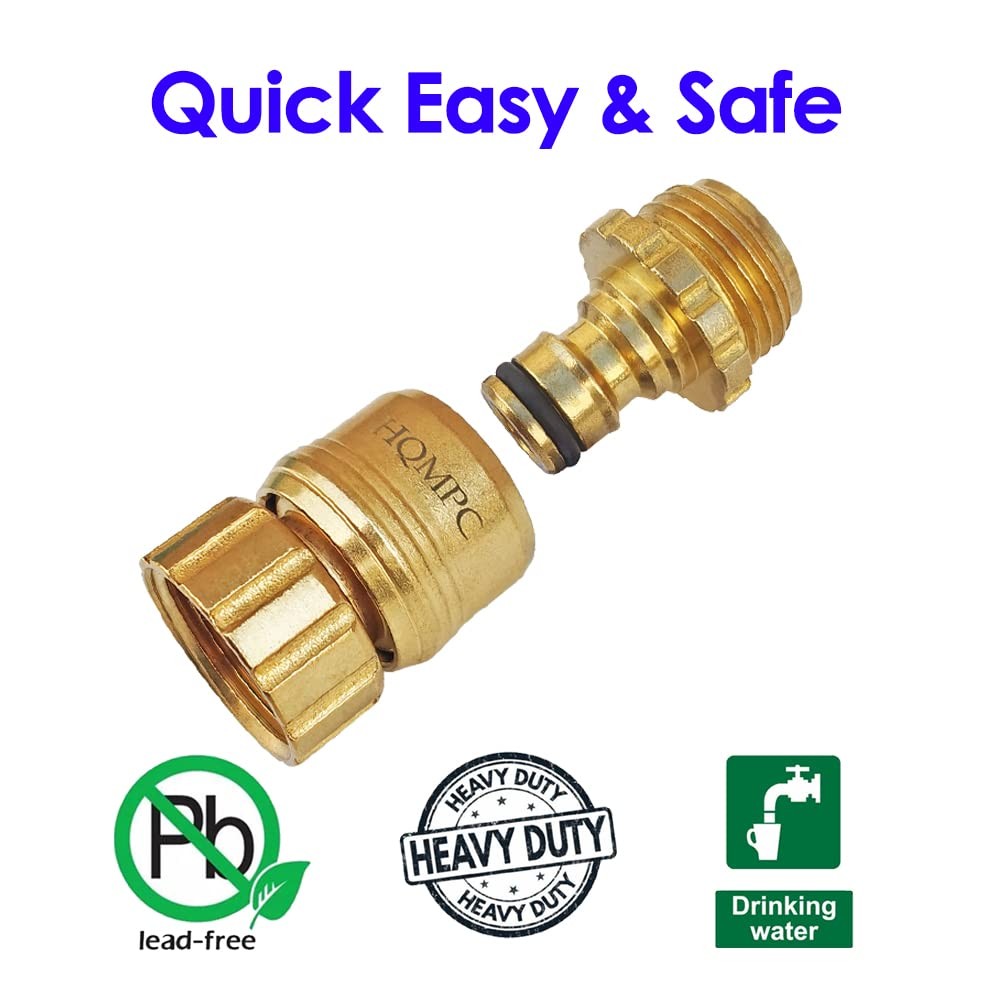 HQMPC No Pb Garden Hose Quick Connect Brass Lead Free 2SETS,