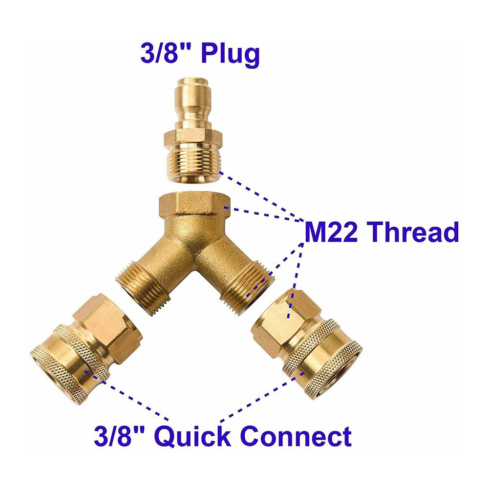 3/8 Fitting Pressure Washer Tee Splitter Coupler Brand New 4.0 GPM