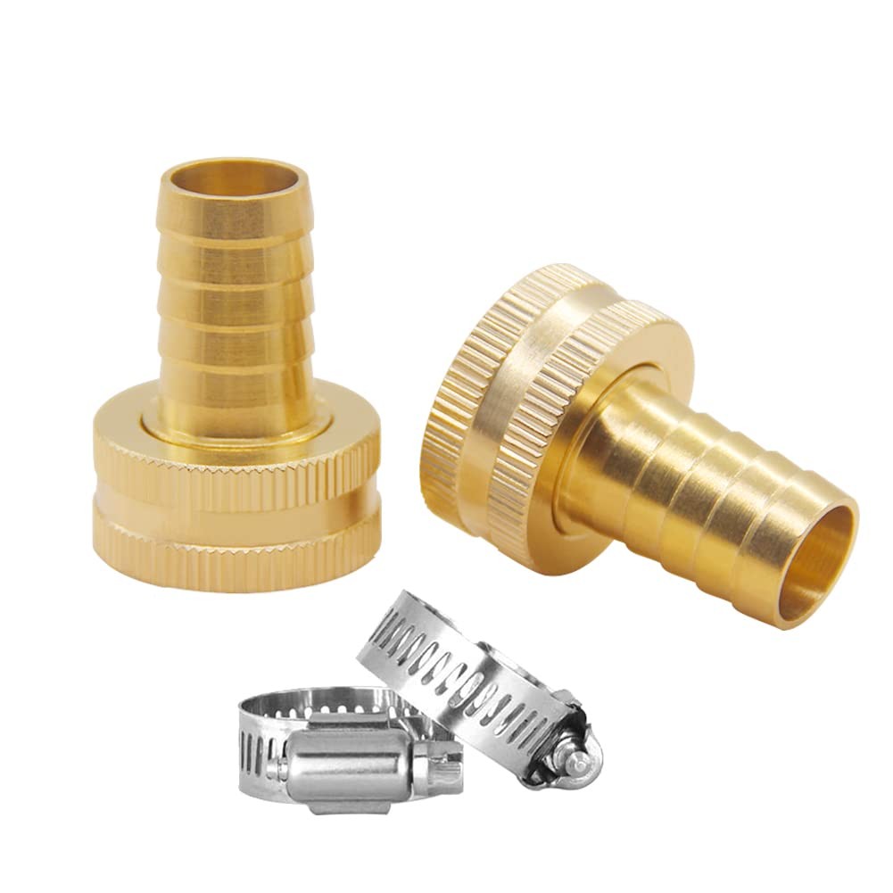 Hooshing 2PCS 5/8″ Barb x 3/4″ Female Hose barb x GHT Female, Brass