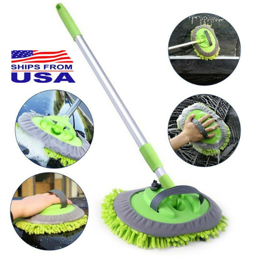 Microfiber Car Wash Brush Cleaning Mop Auto Truck 40″ Long Handle Extension US