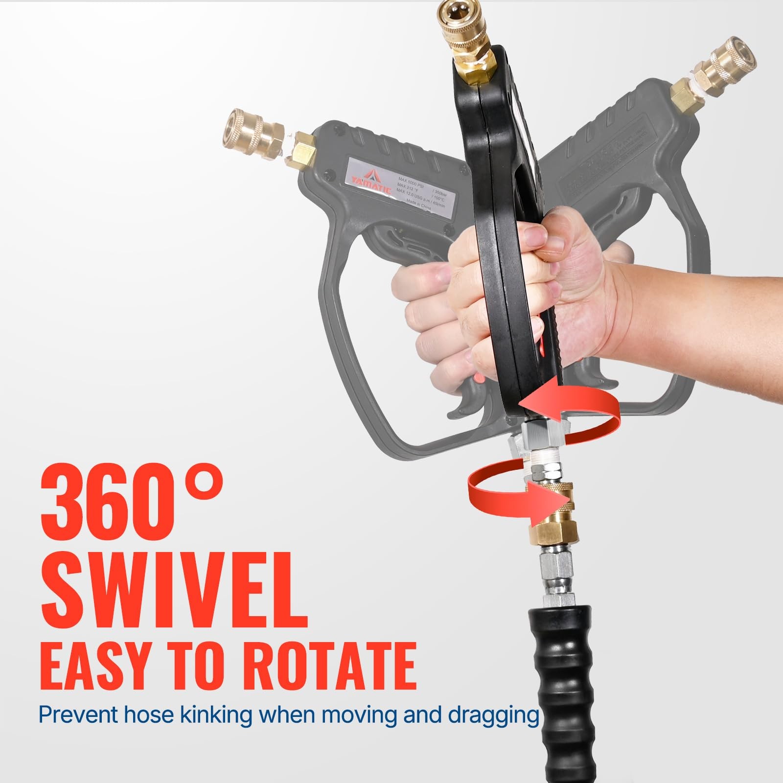 YAMATIC Pressure Washer Short Gun 5000 PSI – Stainless Steel 3/8″
