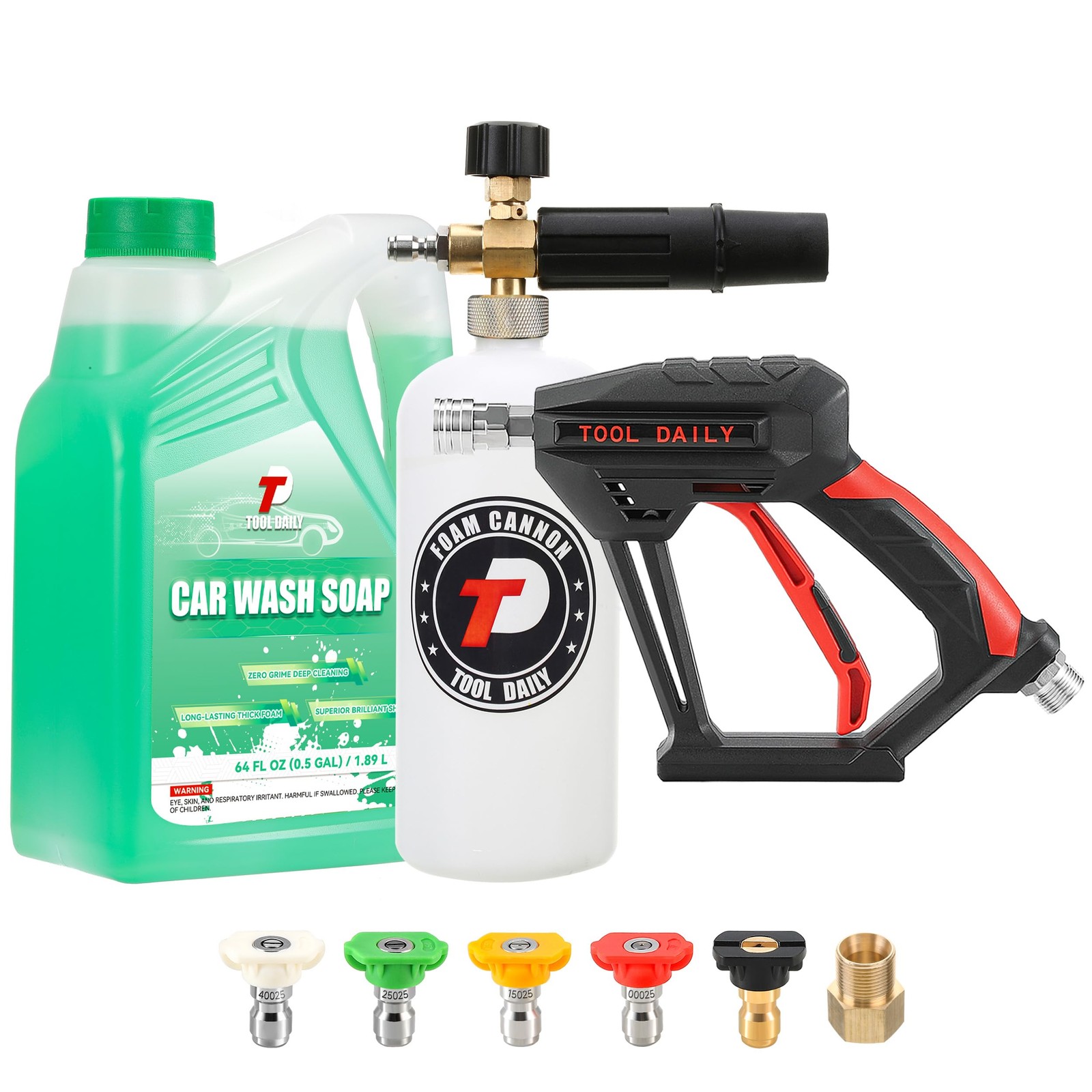 Tool Daily Short Pressure Washer Gun Foam with Soap, Black, White, Red