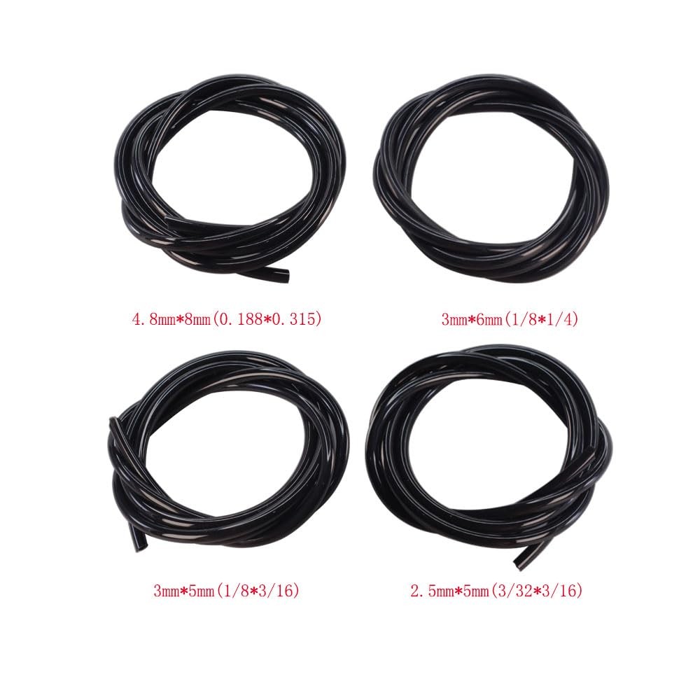 Petrol Fuel Line Hose with black 4 Sizes Common 2 Cycle Small 4 Feet, Black
