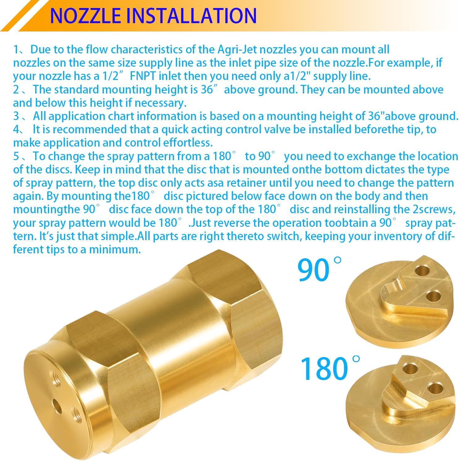 Boomless Spray Nozzle 1/2″ FPT #10 Orifices (90° & 180° Caps) 4.2 GPM (4.2 GPM)