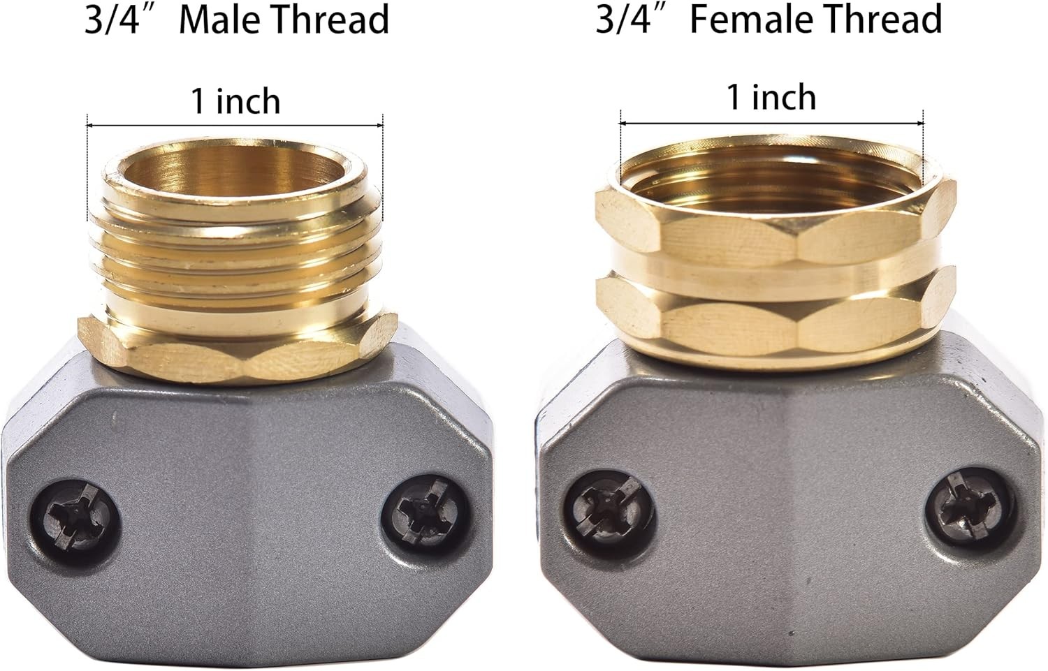Garden Hose Repair Connector Fitting, Brass Mender Female 4 pcs Set,