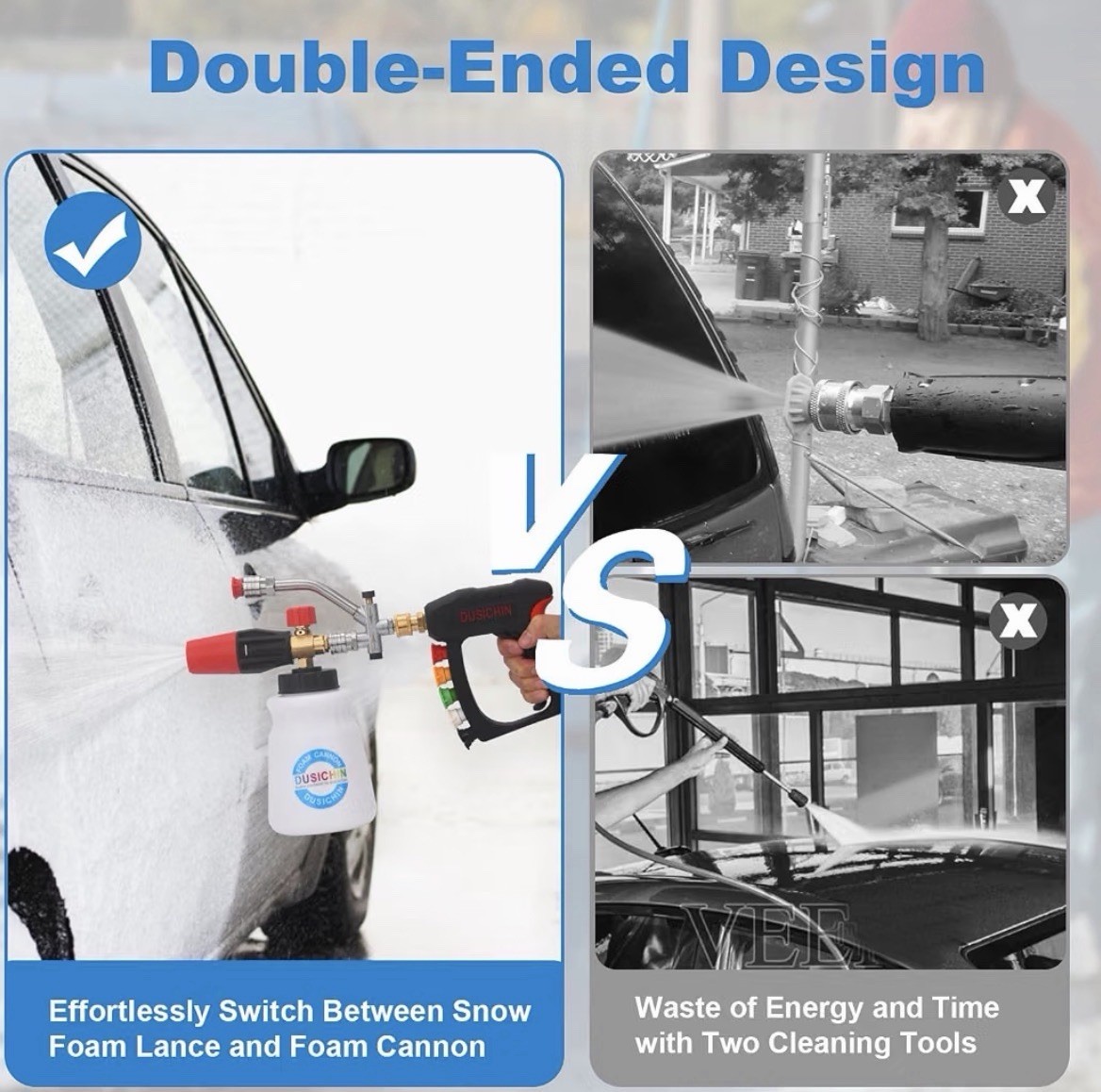 DUSICHIN Short Wand Pressure Washer Gun Foam Cannon 1/4″ Quick Connector Pres…