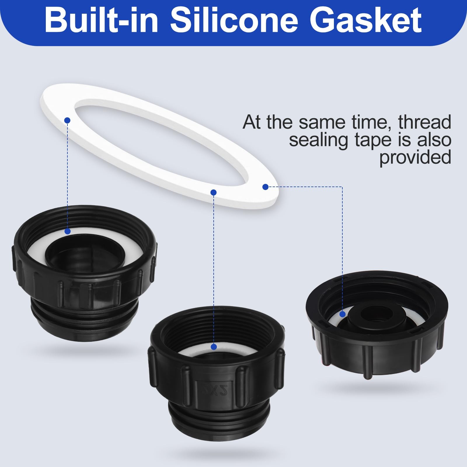 275-330 Gallon IBC Tote Hose Adapter,3-Size 3/4 inches, Blue