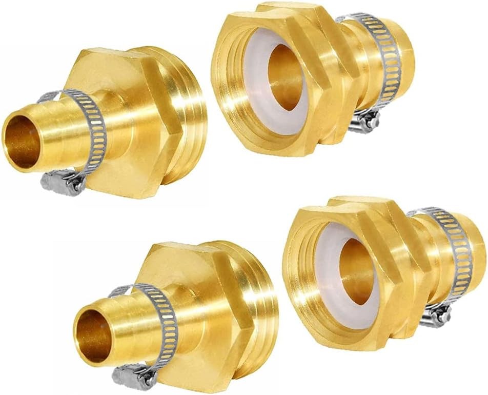 Joywayus Solid Brass Garden Hose Repair Connector with 5/8 Barb,